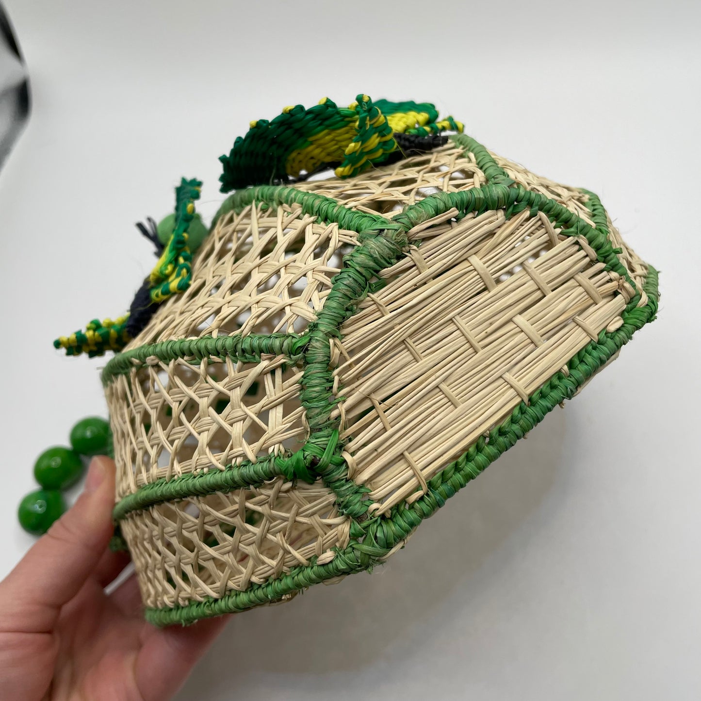Wicker/Green Victoria Dunn Purse Woven Butterfly Bead