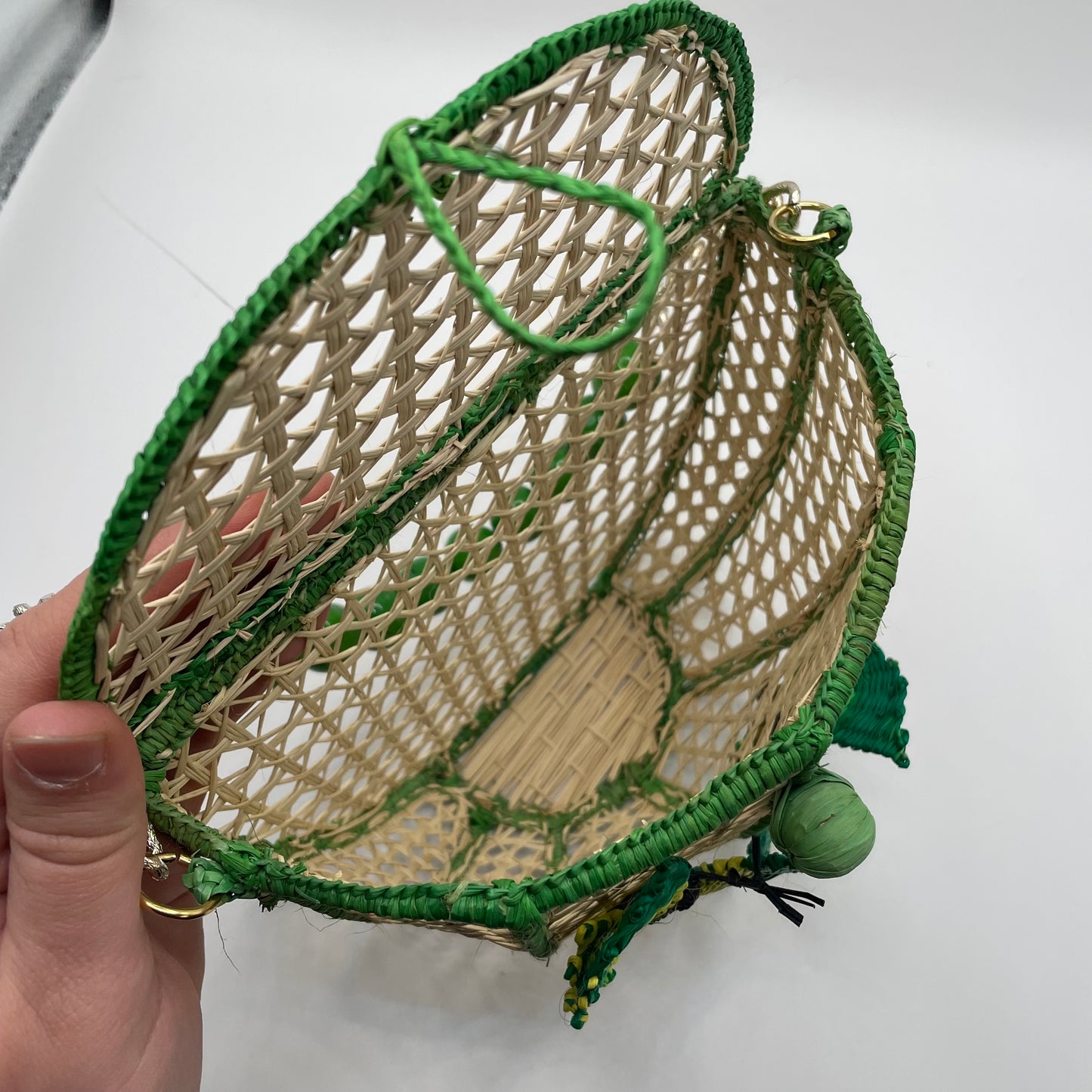 Wicker/Green Victoria Dunn Purse Woven Butterfly Bead