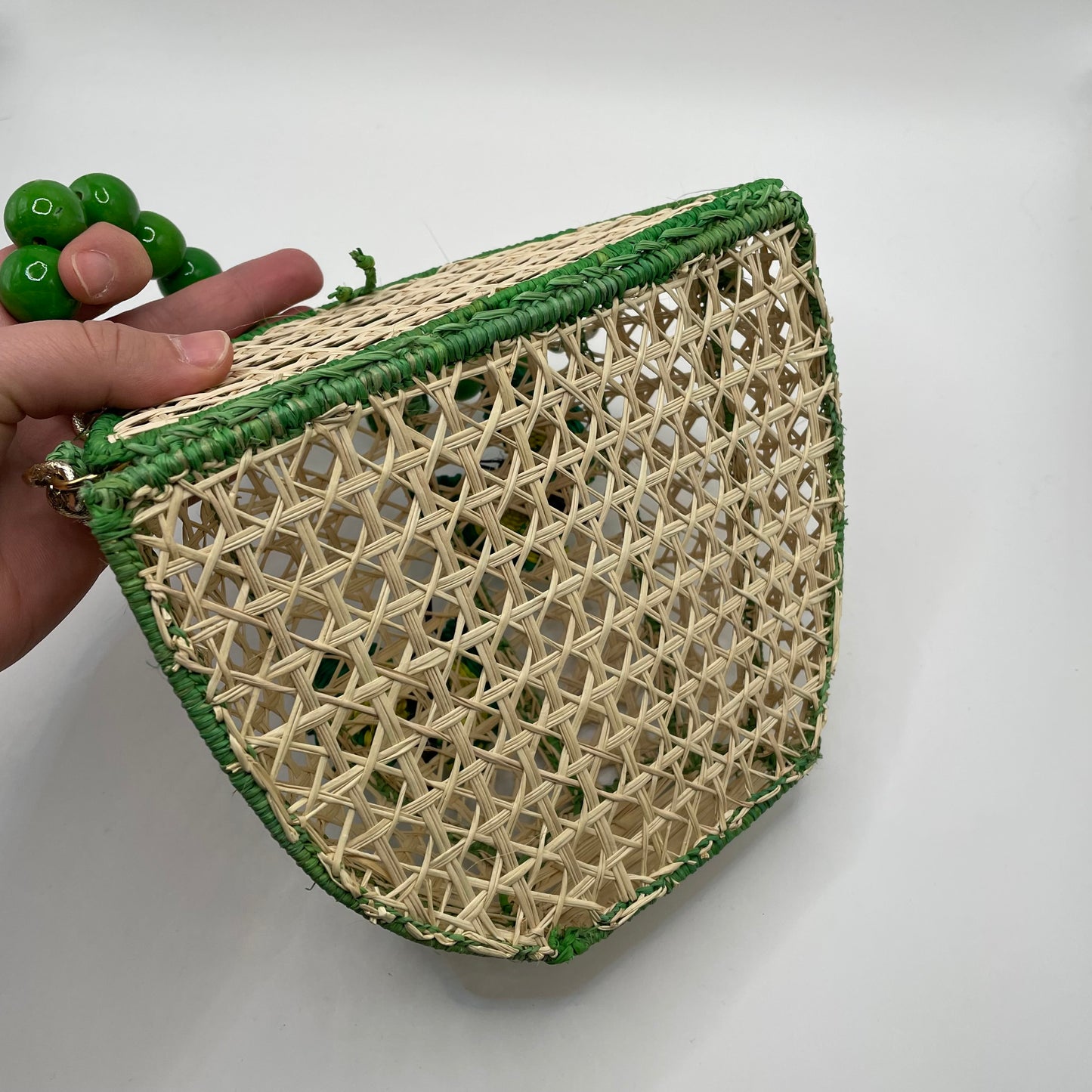 Wicker/Green Victoria Dunn Purse Woven Butterfly Bead