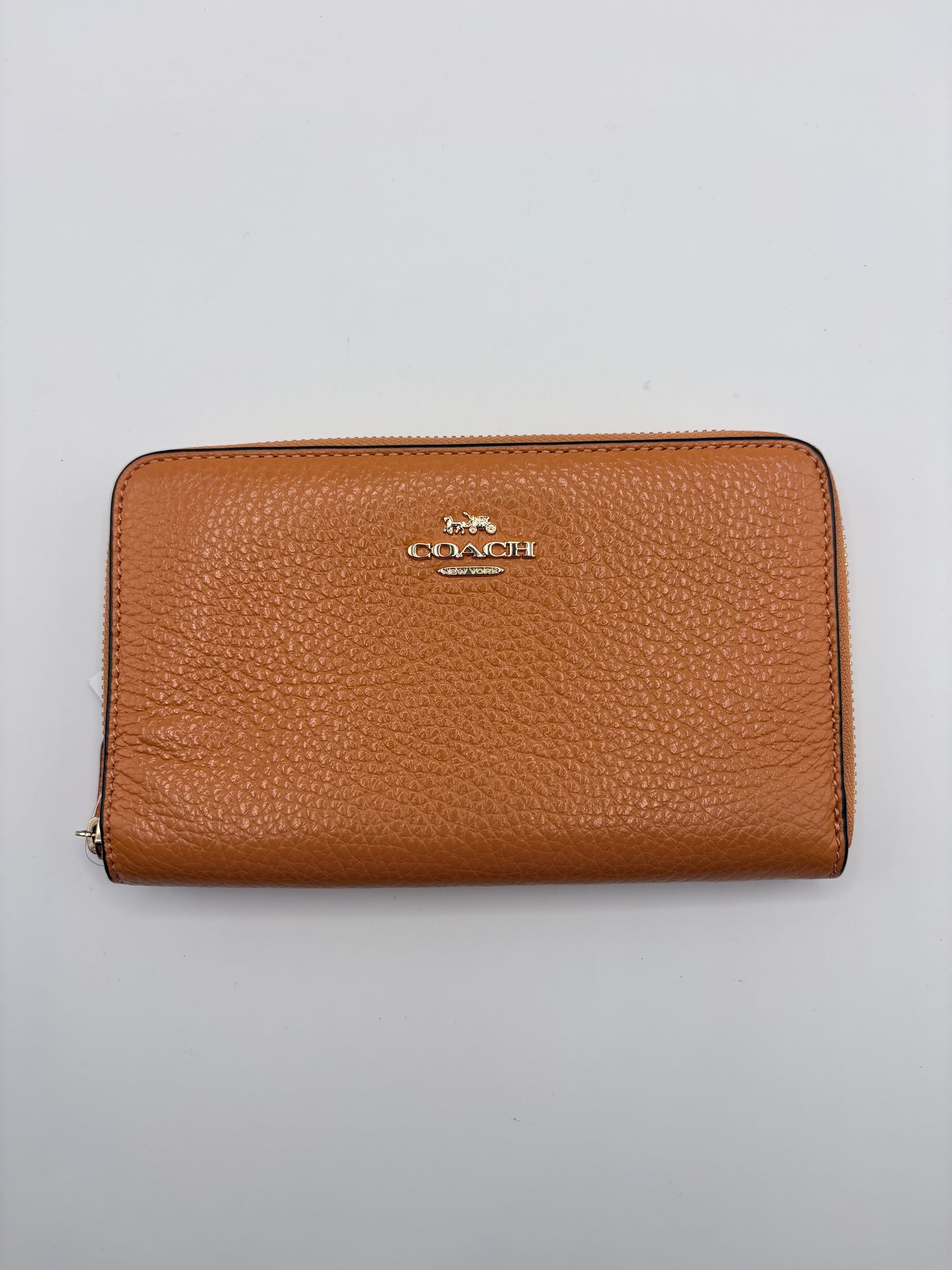 Orange Coach Wallet Pebbled Leather