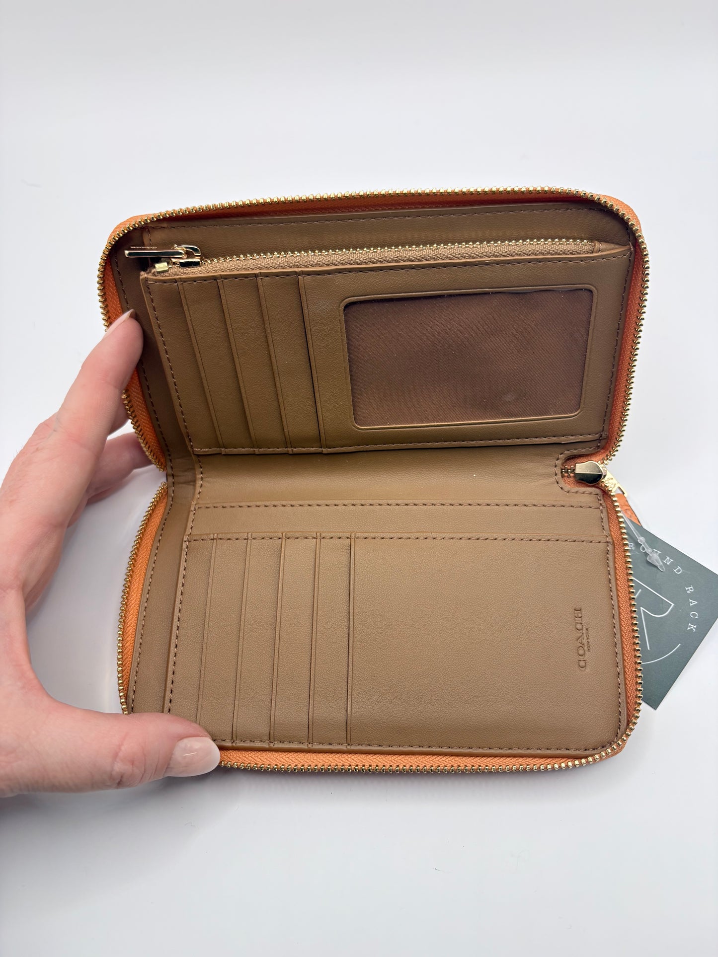 Orange Coach Wallet Pebbled Leather
