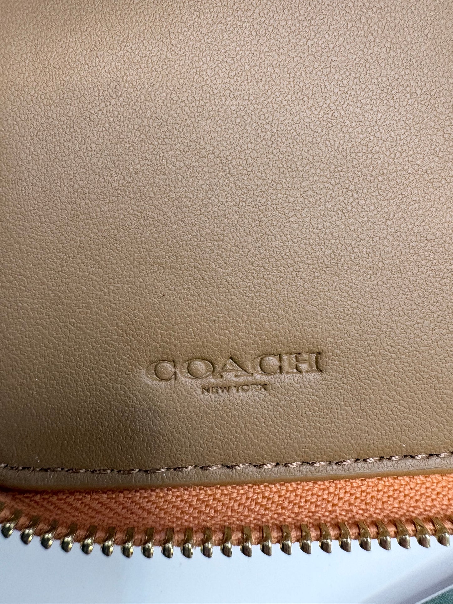 Orange Coach Wallet Pebbled Leather