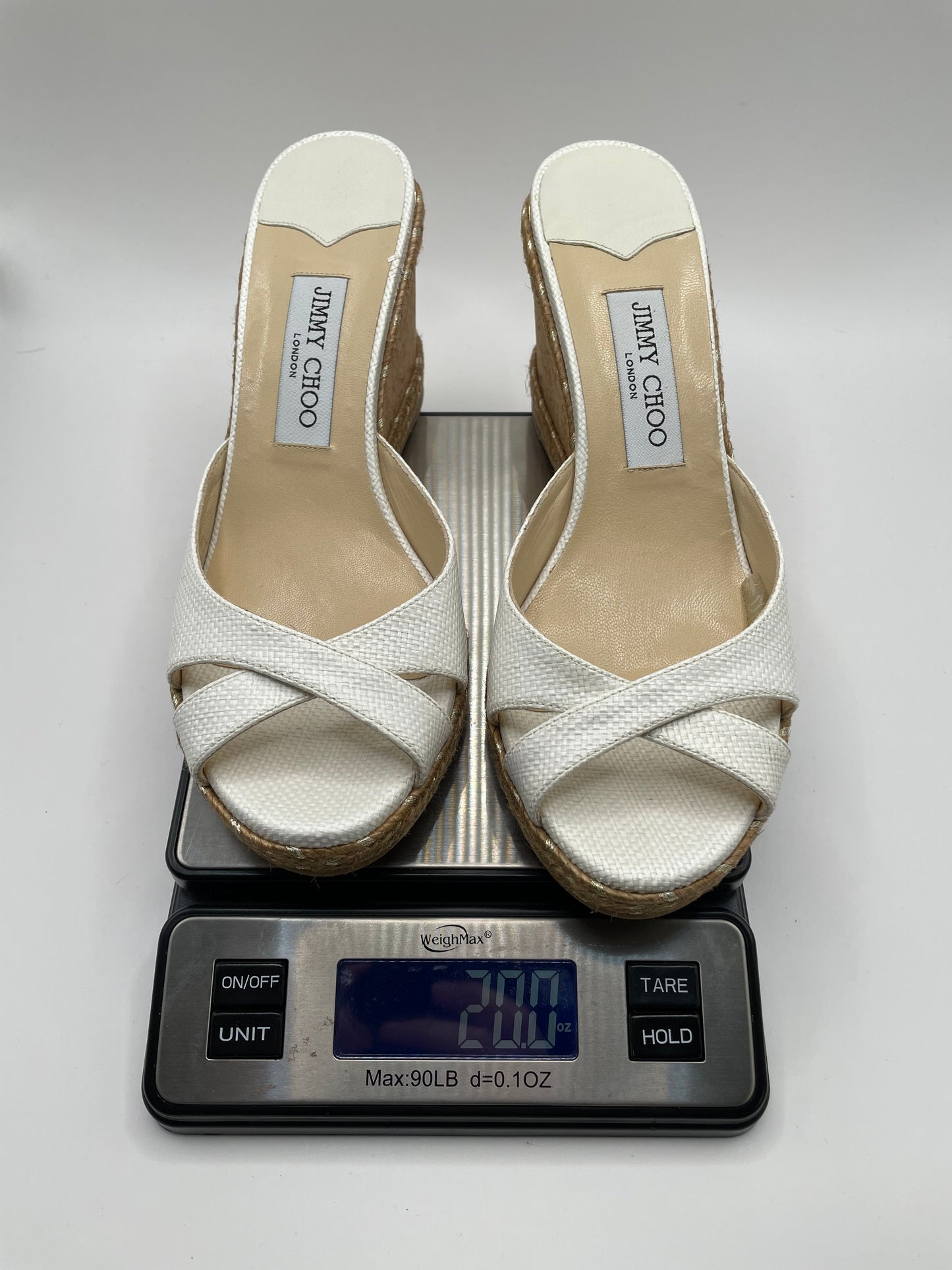 White Jimmy Choo Wedge Shoe Cork Wedge , 39