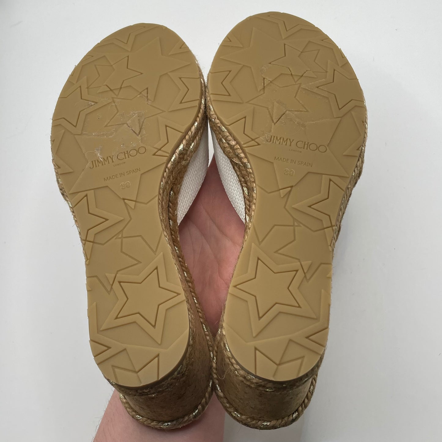White Jimmy Choo Wedge Shoe Cork Wedge , 39