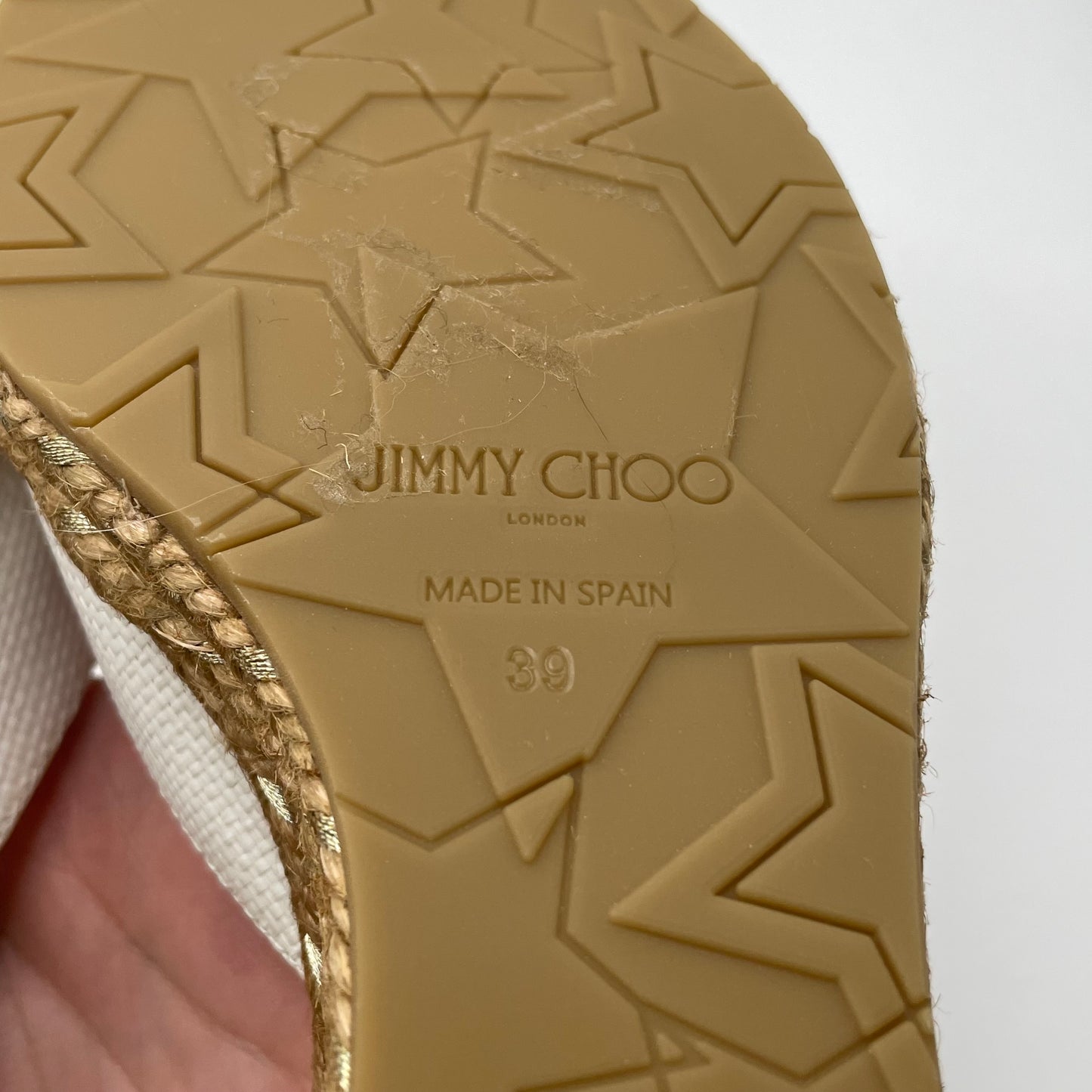 White Jimmy Choo Wedge Shoe Cork Wedge , 39