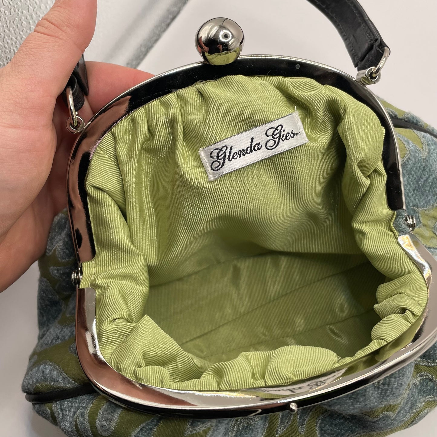 Blue/Green Glenda Gies  Purse Kiss\-Lock Paisley
