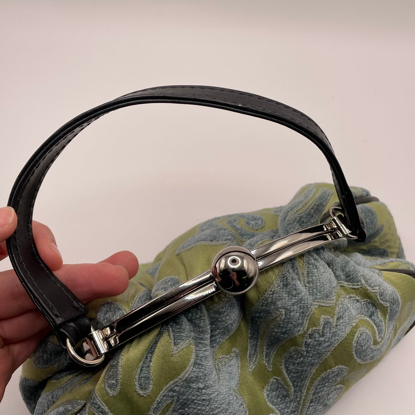 Blue/Green Glenda Gies  Purse Kiss\-Lock Paisley