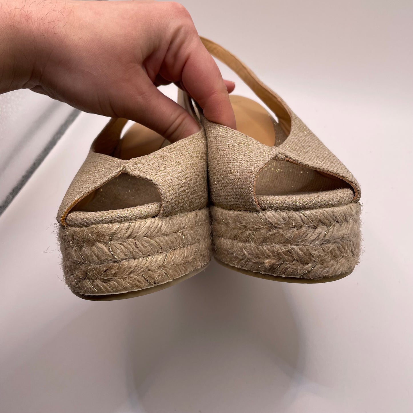 Gold/Espadrille  Castaner Wedge Shoe , 8.5