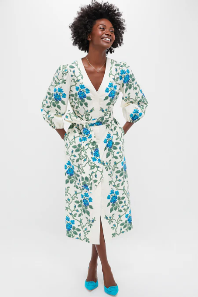 Cream/Blue floral  Tuckernuck  Dress Lachlan Dress MSRP $348 , L