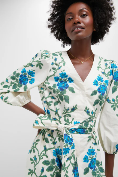 Cream/Blue floral  Tuckernuck  Dress Lachlan Dress MSRP $348 , L