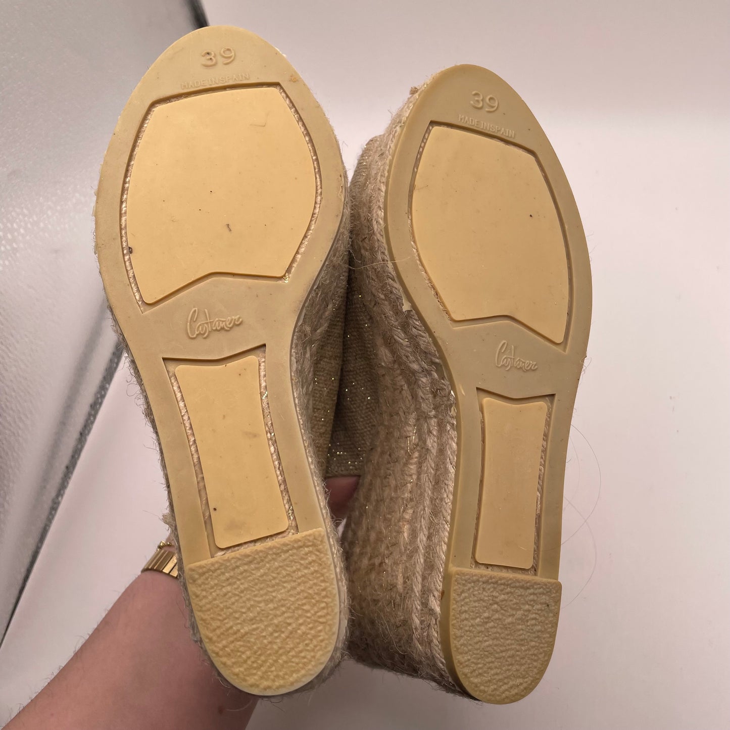 Gold/Espadrille  Castaner Wedge Shoe , 8.5