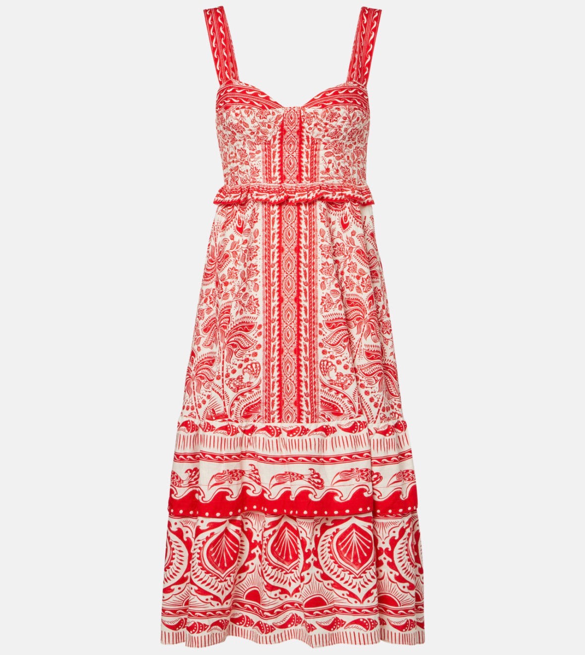 Red/Cream  Farm Rio Dress NWT, MSRP $290  River Ride Dress, L
