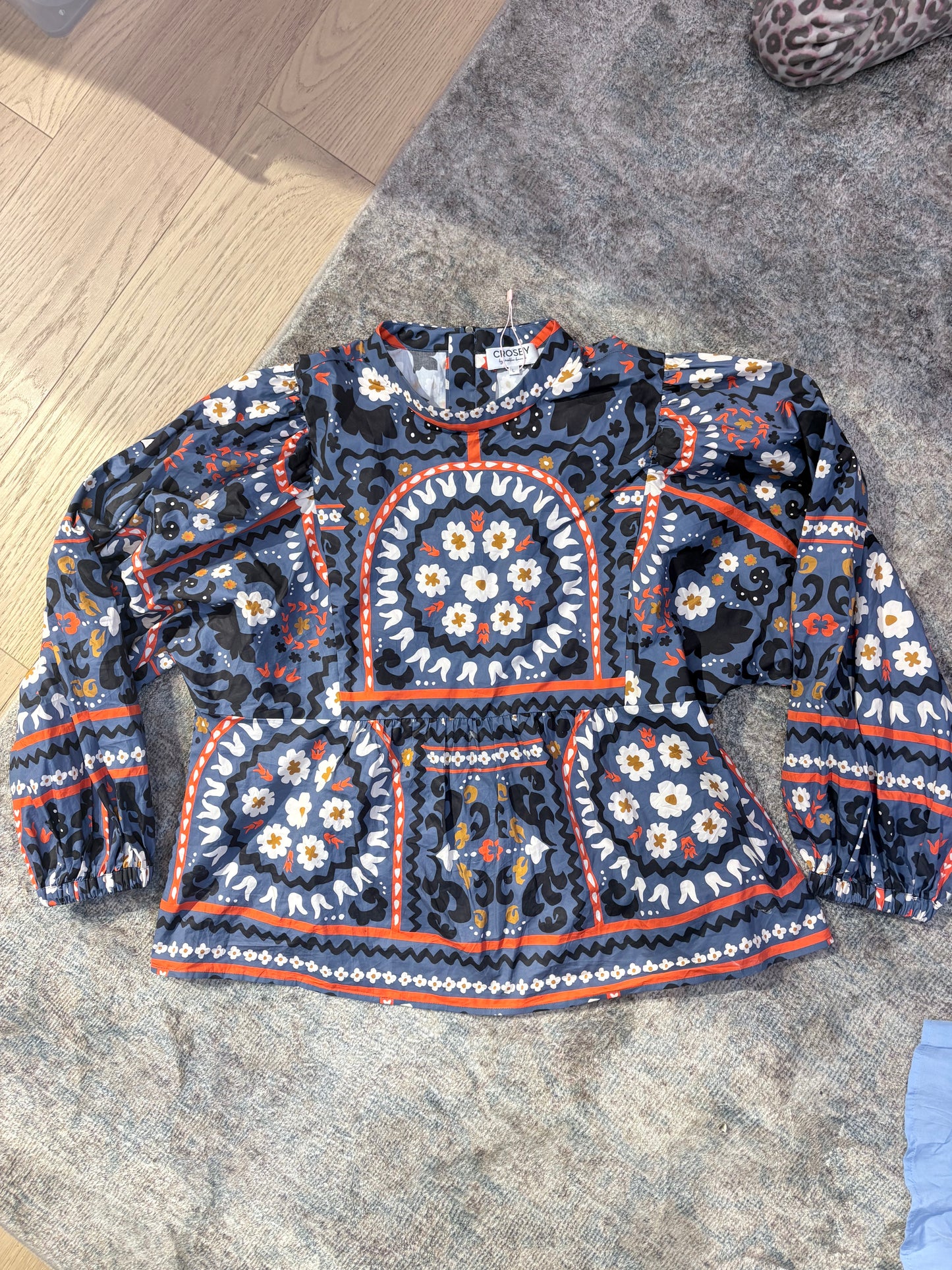 Blue/red print Crosby Blouse  Jodi Top , L