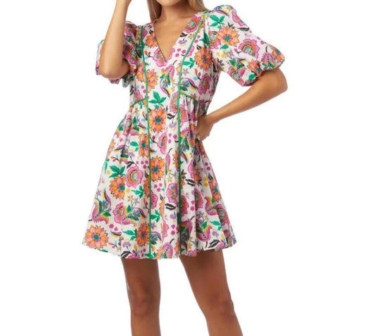 Bright Floral  Crosby  Dress Kilby Dress\- 100% cotton , L