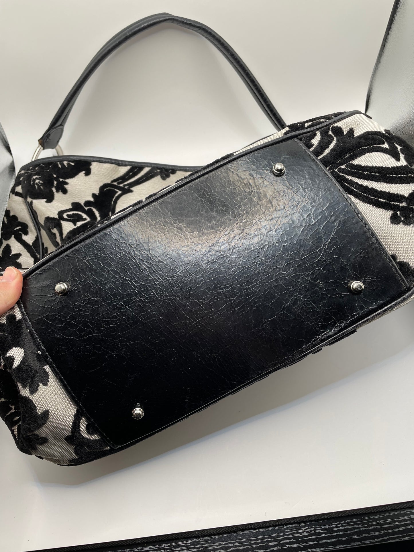 Black/White Glenda Gies Handbag Paisley
