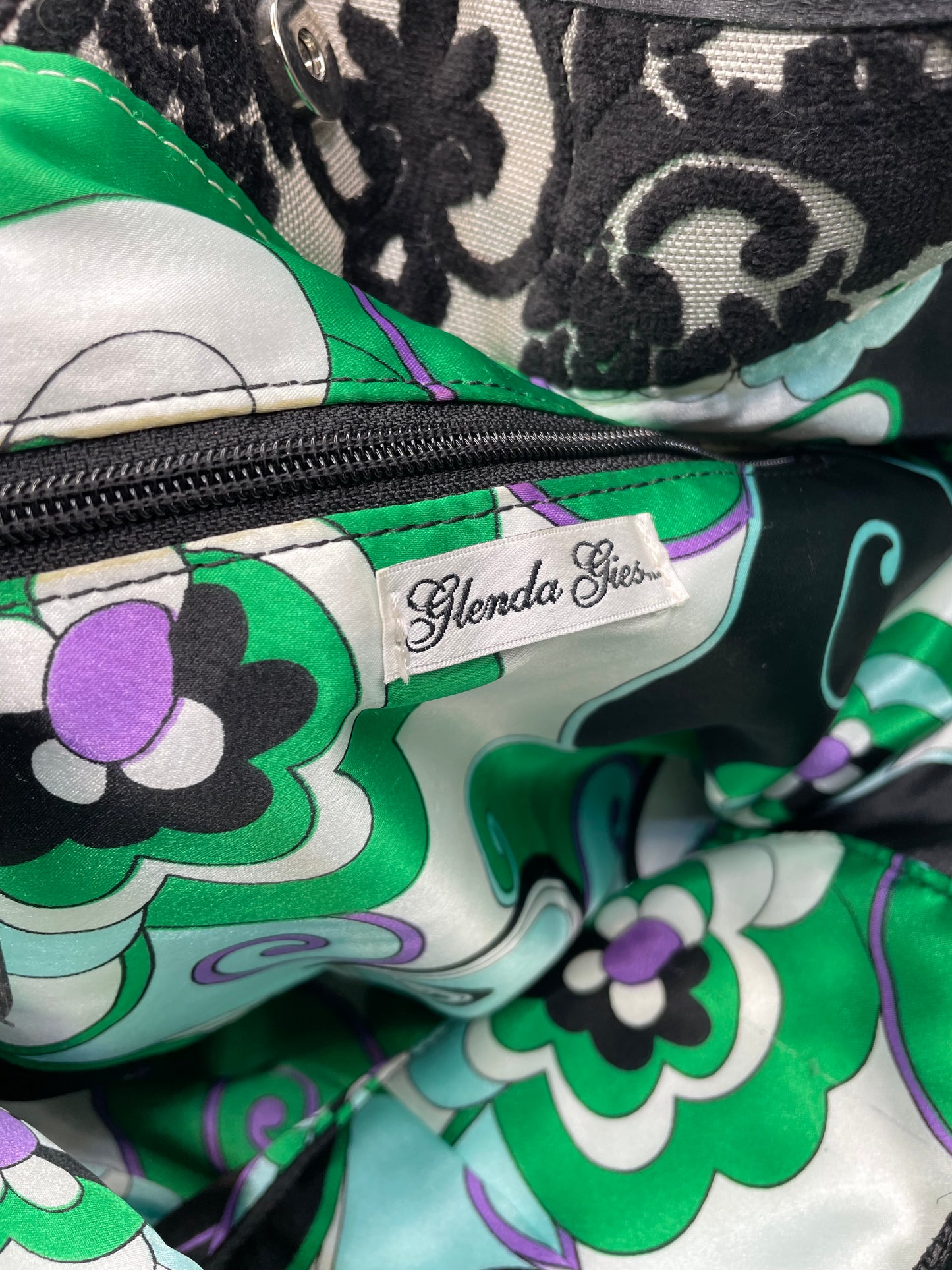 Black/White Glenda Gies Handbag Paisley