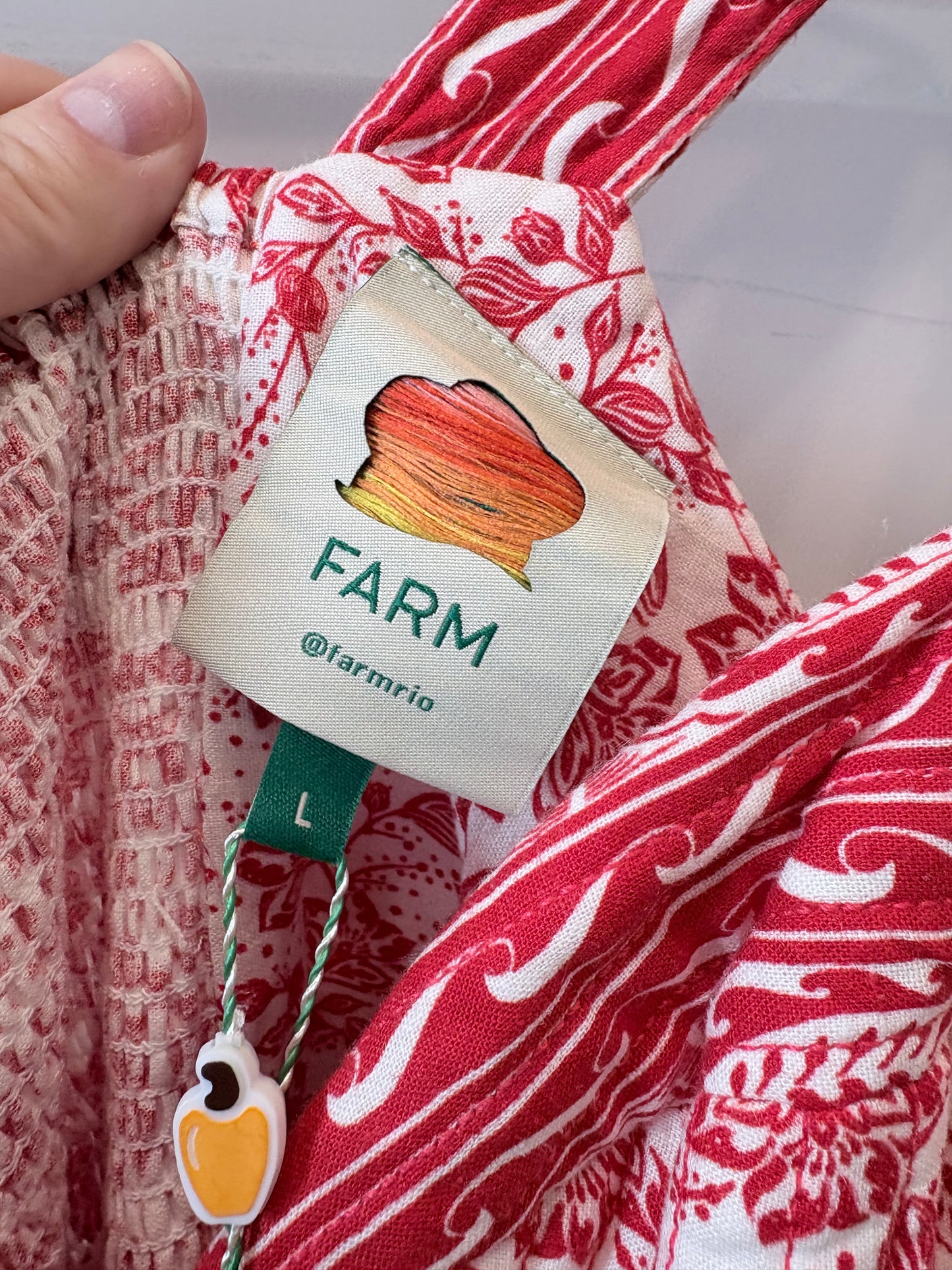 Red/Cream  Farm Rio Dress NWT, MSRP $290  River Ride Dress, L