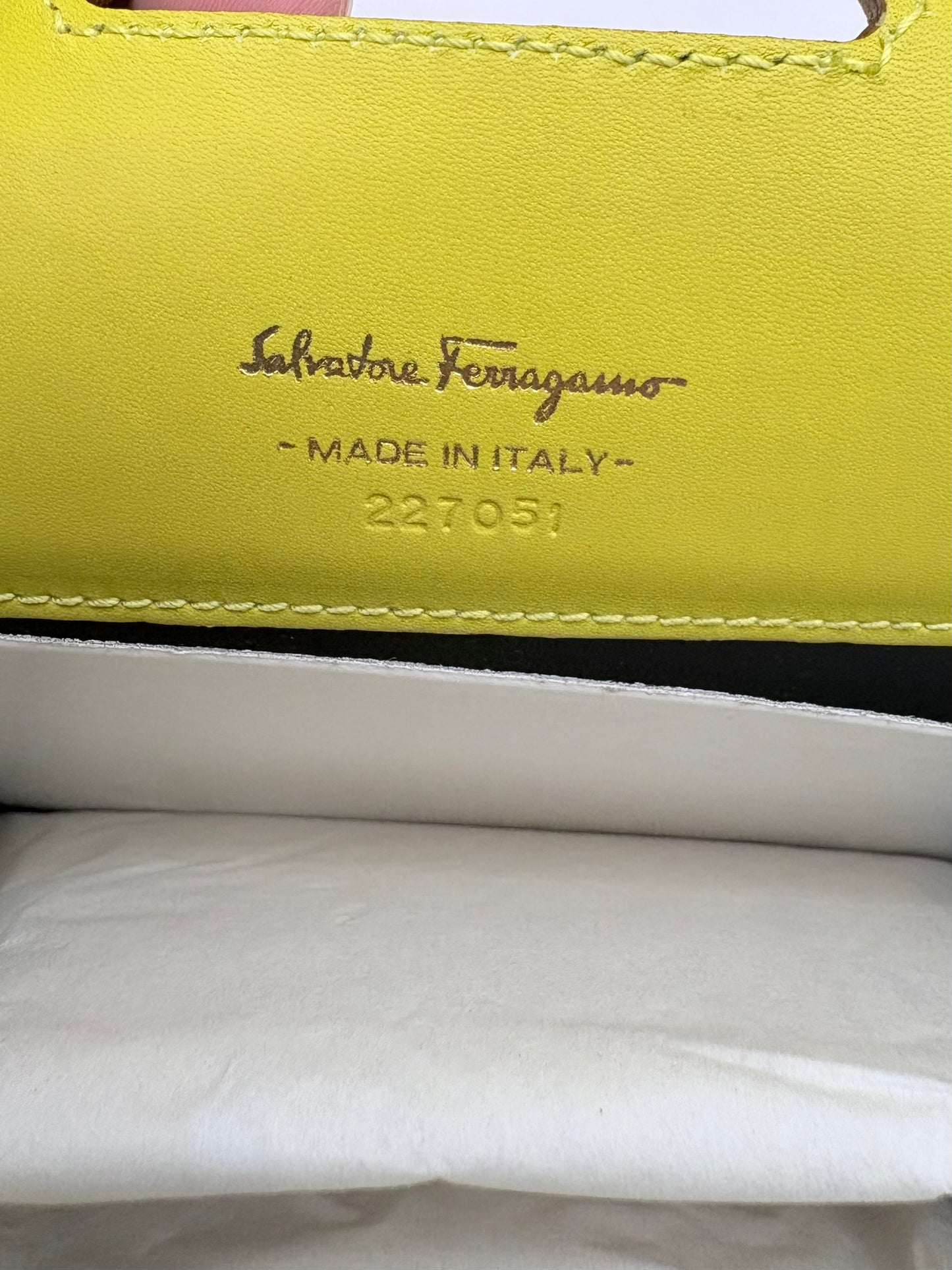 Chartreuse Ferragamo Purse Wana mini W box\- NO CHAIN