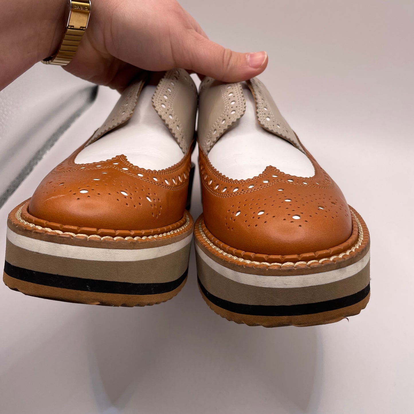 Tan/Sienna/white  Clergerie Paris  Platform Brogues Clergerie Paris becka, box, 9
