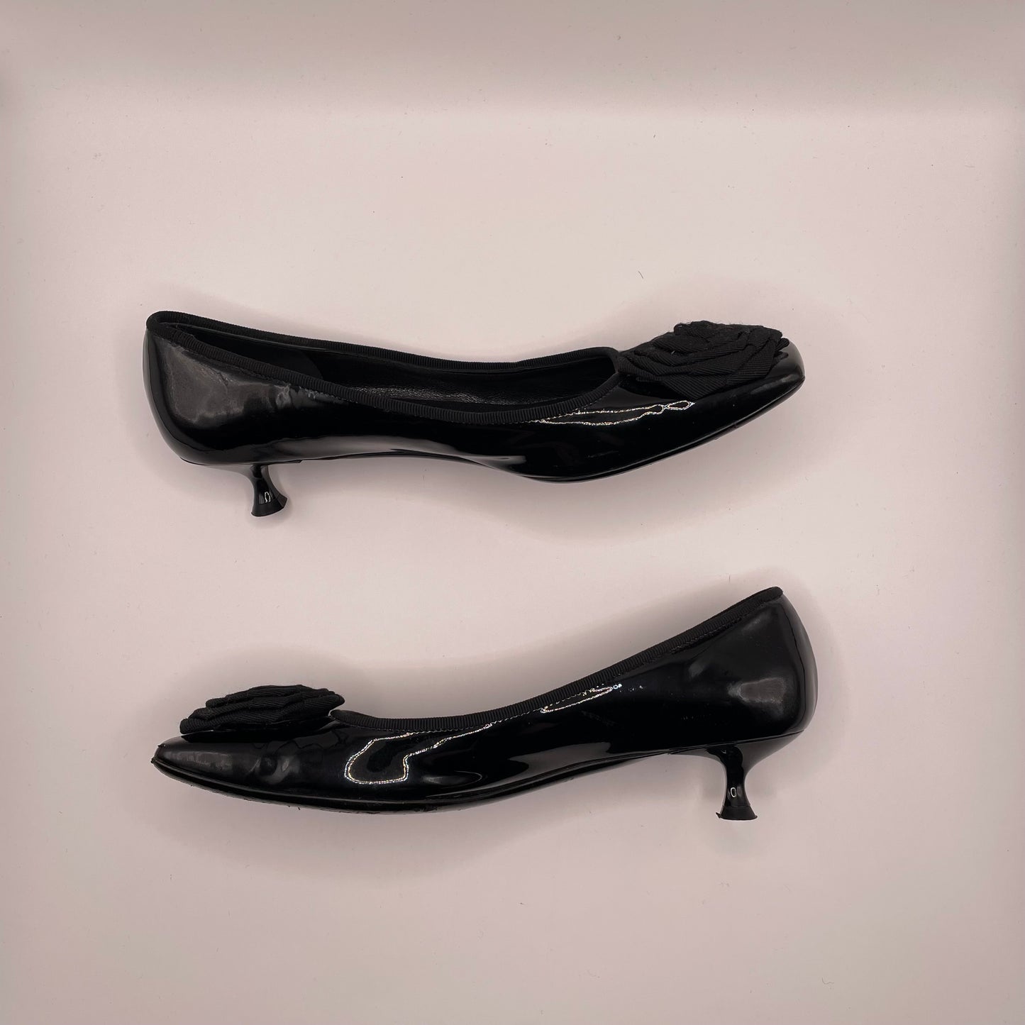 Black Ferragamo Pump Patent rosette, 8