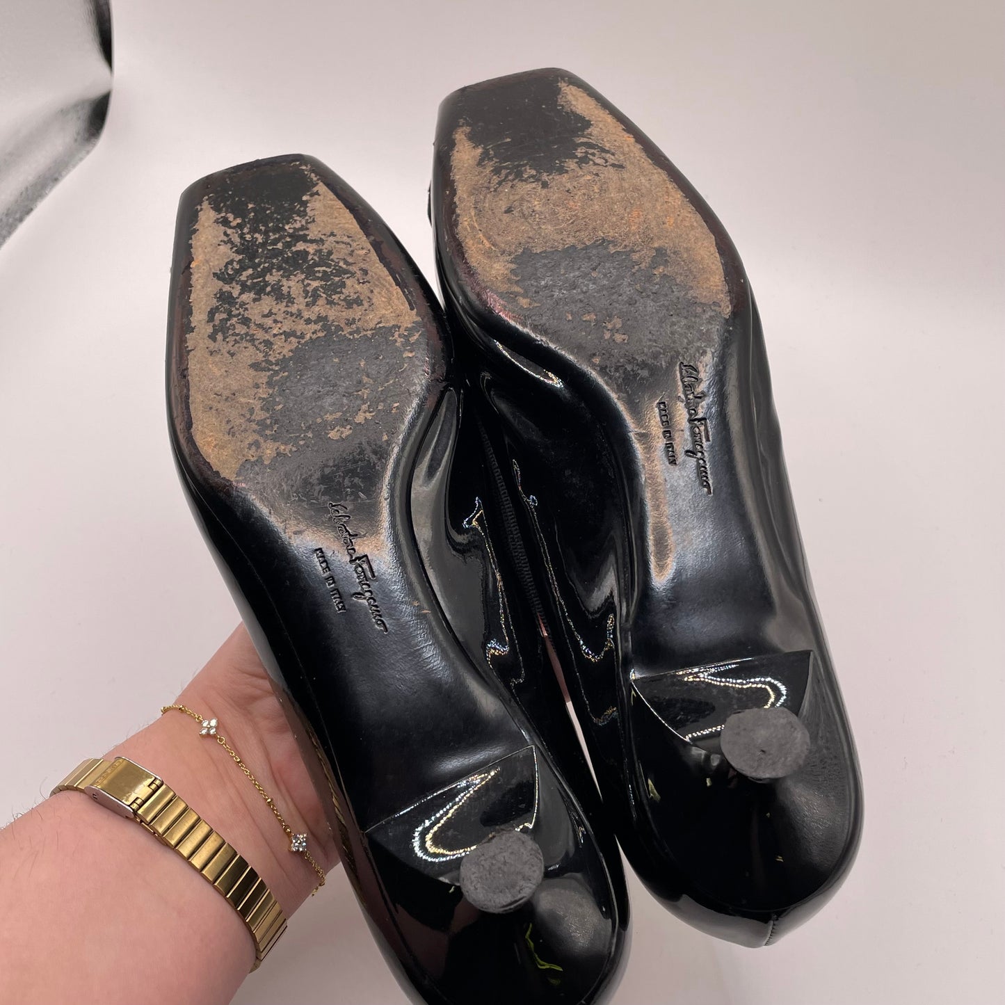 Black Ferragamo Pump Patent rosette, 8