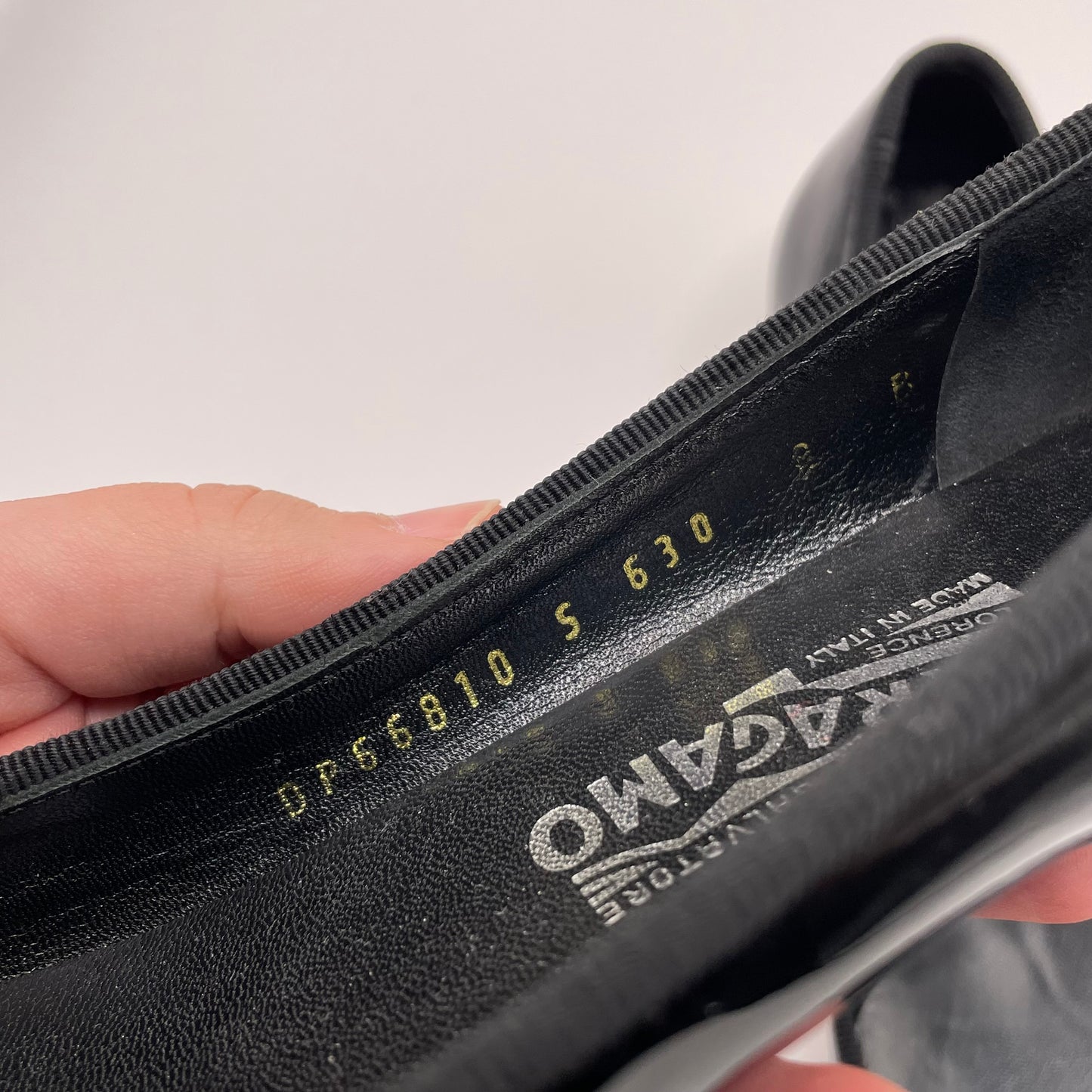 Black Ferragamo Pump Patent rosette, 8