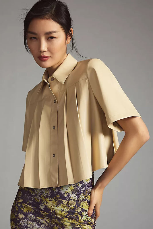 Tan Maeve Blouse Faux leather , S