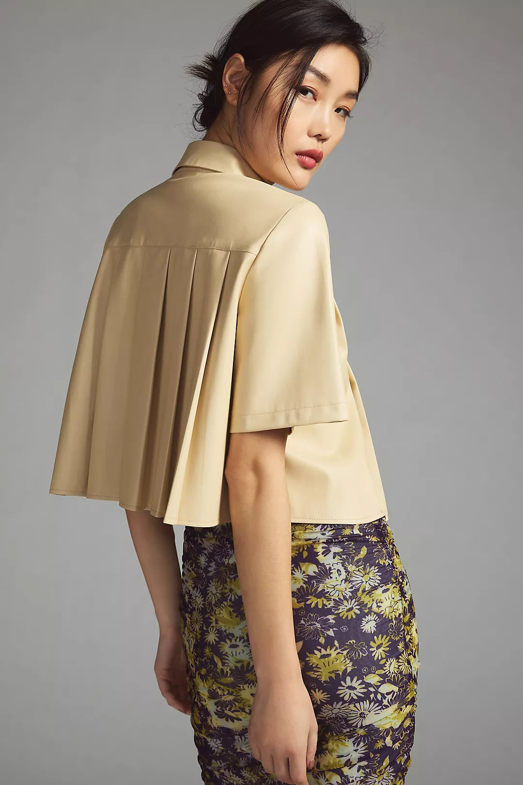 Tan Maeve Blouse Faux leather , S