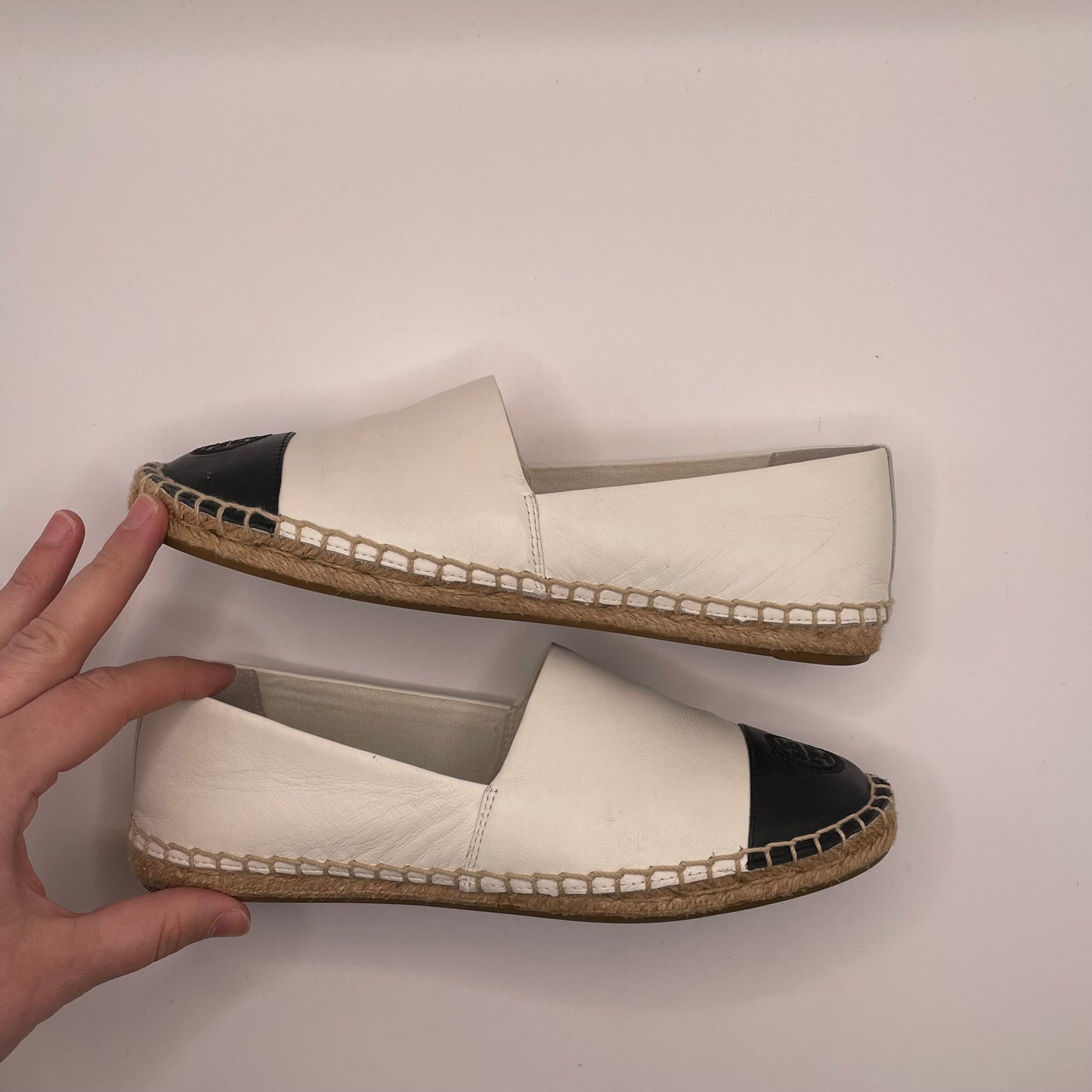 White/Black Tory Burch Espadrille Black Toe, 6