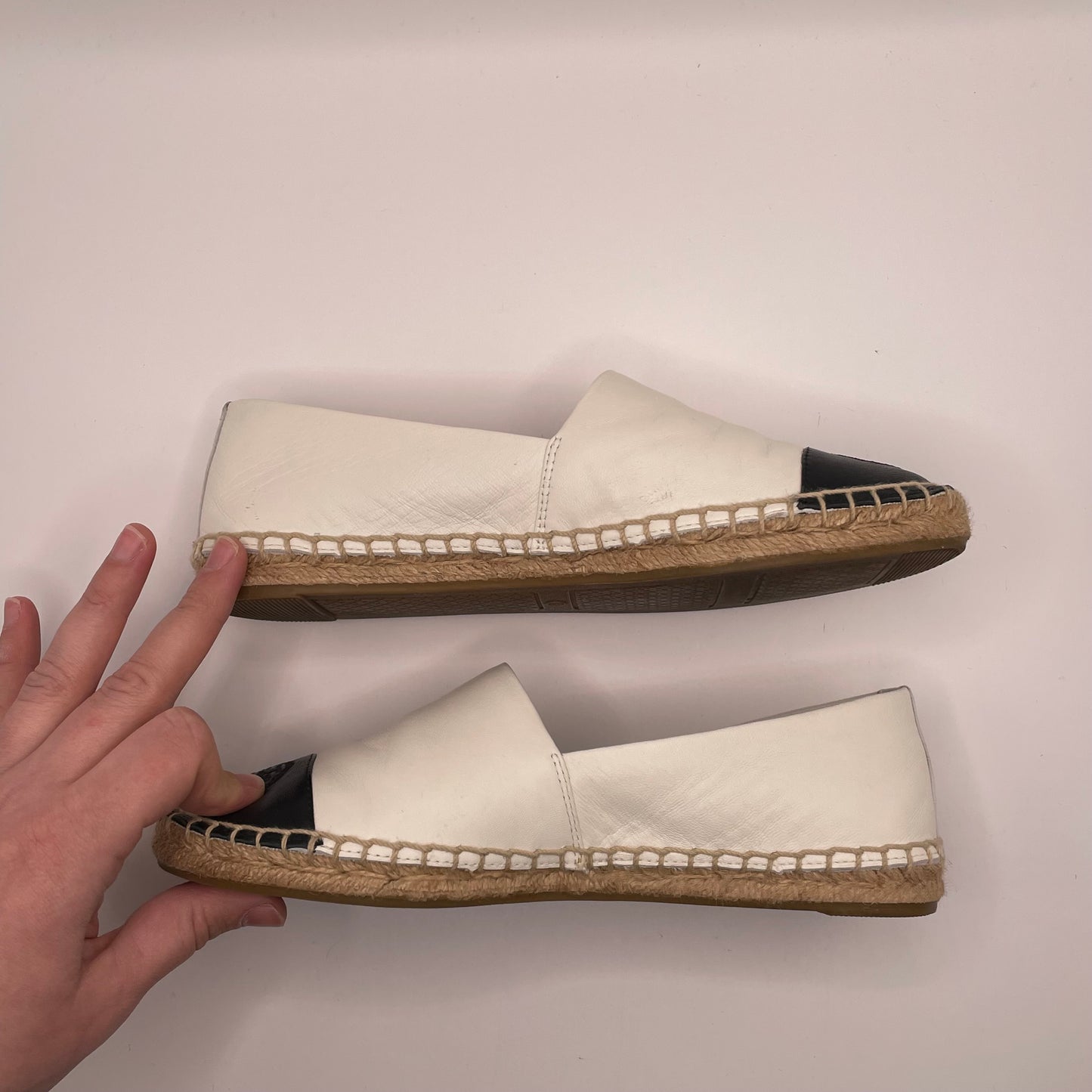 White/Black Tory Burch Espadrille Black Toe, 6