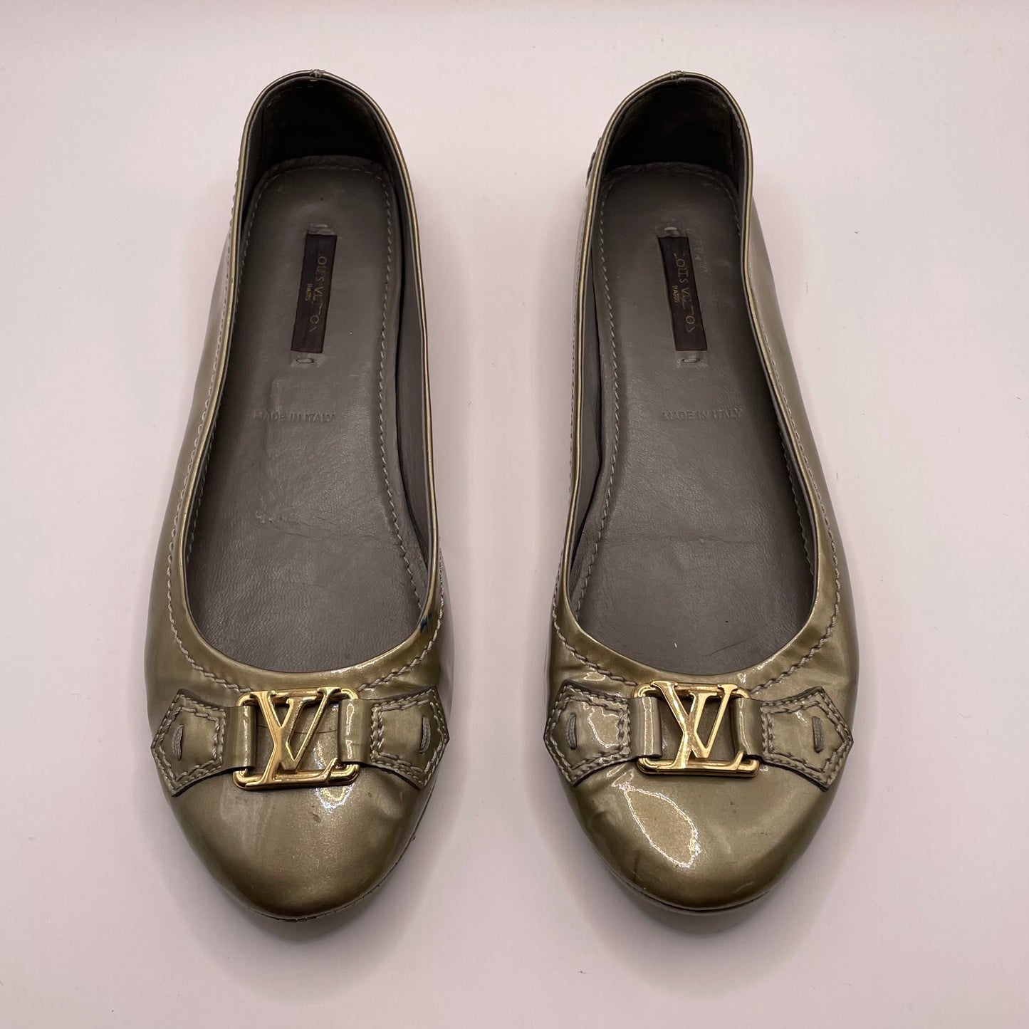 Sage patent Louis Vuitton Flats Driving loafer, AS IS (scuff), 37/6.5-7