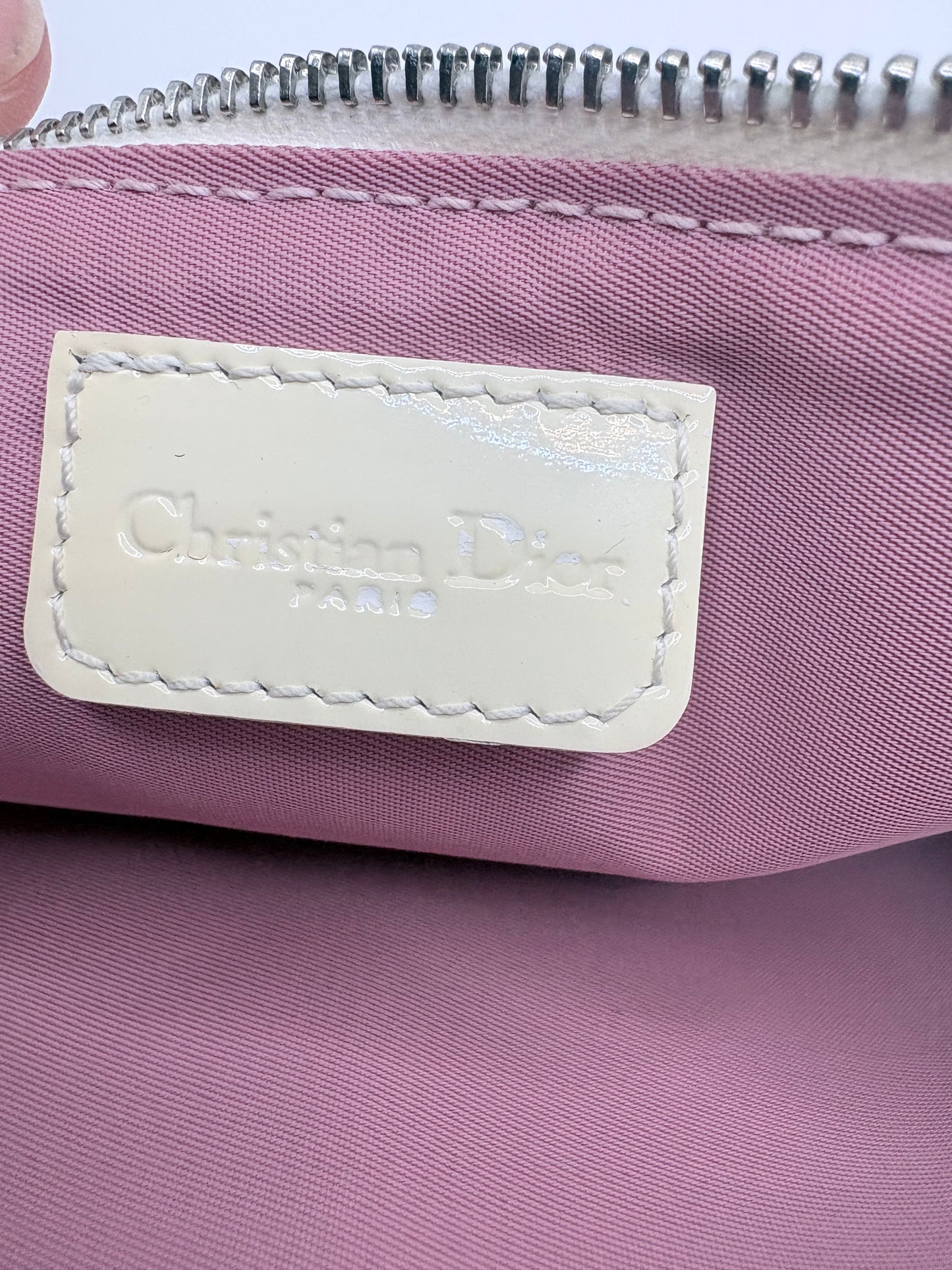 Cream/Pink Logo  Dior  Handbag  Saddle Pochette Y2K