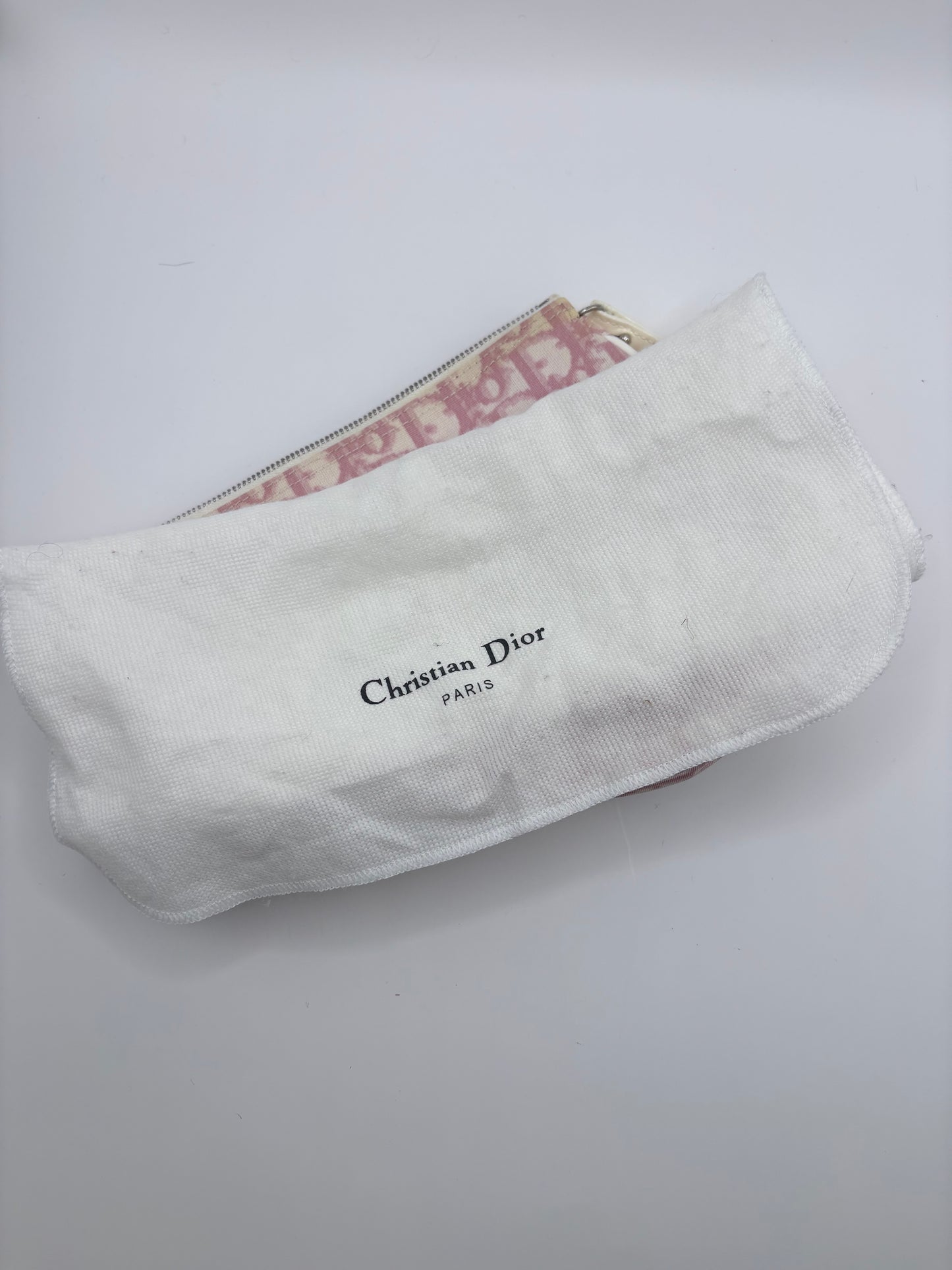 Cream/Pink Logo  Dior  Handbag  Saddle Pochette Y2K