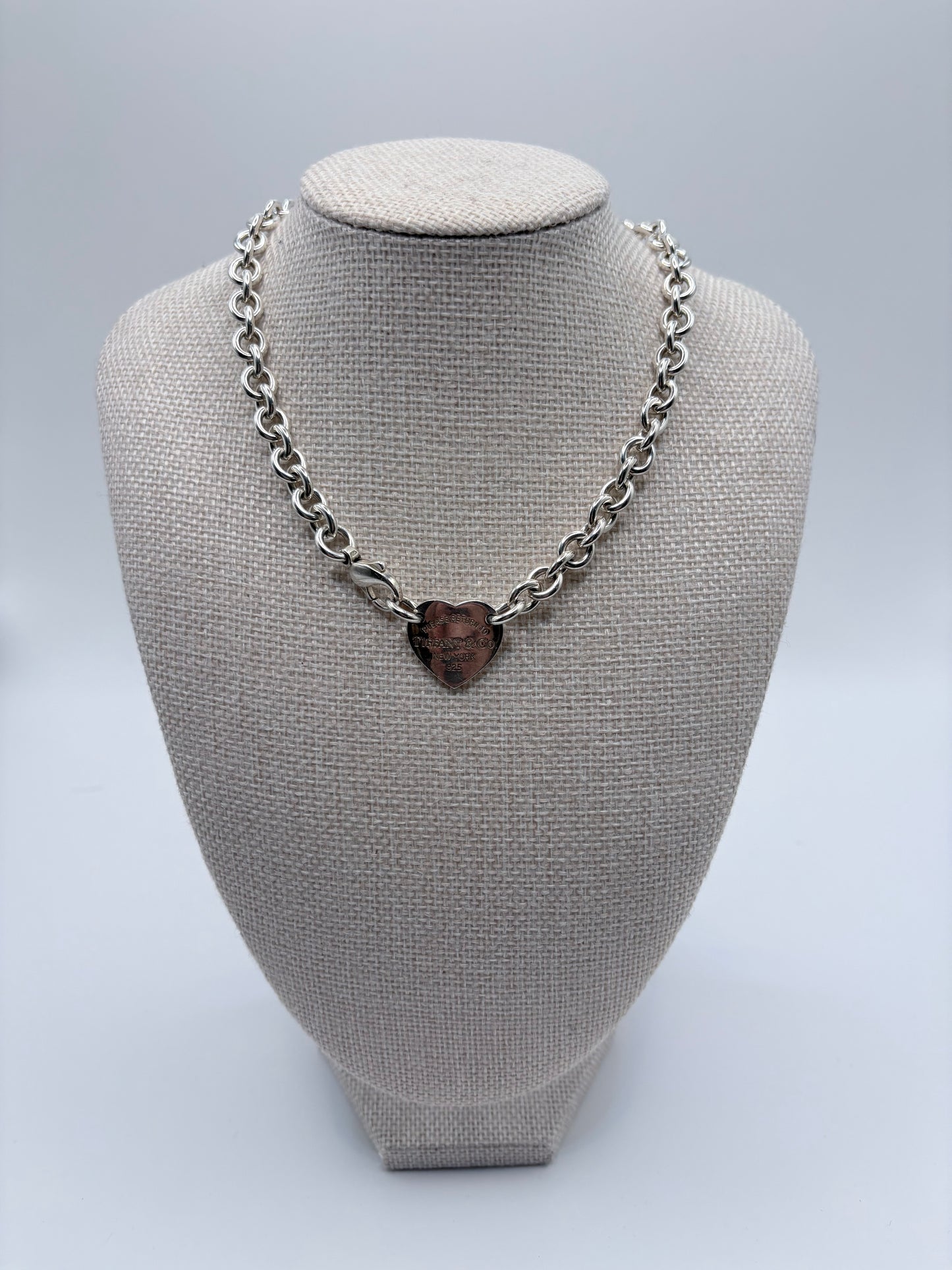 Sterling  Tiffany & co. Necklace "Return to Tiffany" heart on Rollo chain  14"