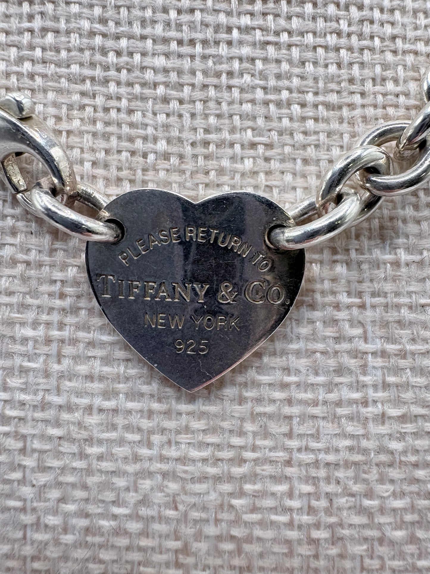 Sterling  Tiffany & co. Necklace "Return to Tiffany" heart on Rollo chain  14"