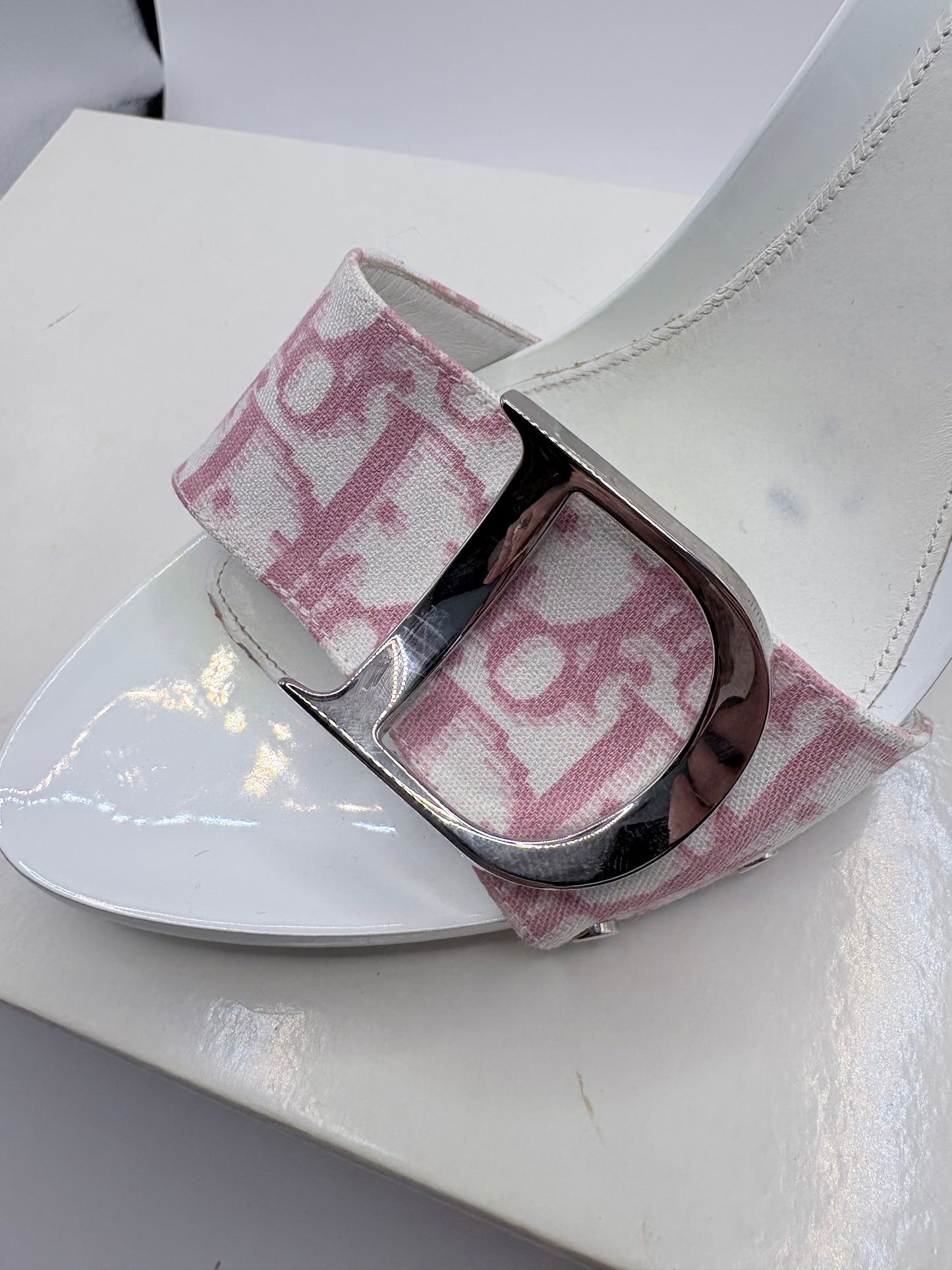 Pink/Cream  Dior  Sandal  BOX,  Galliano Collection Y2K, 38.5/8