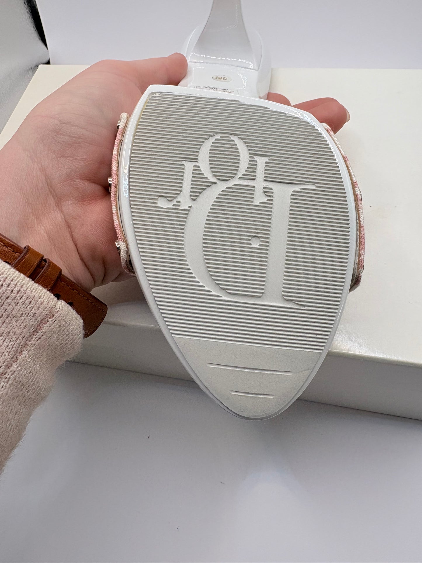 Pink/Cream  Dior  Sandal  BOX,  Galliano Collection Y2K, 38.5/8