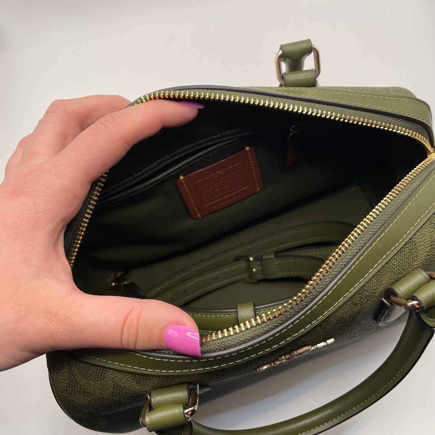 Green/Logo  coach  Handbag Top handle Rowan Satchel