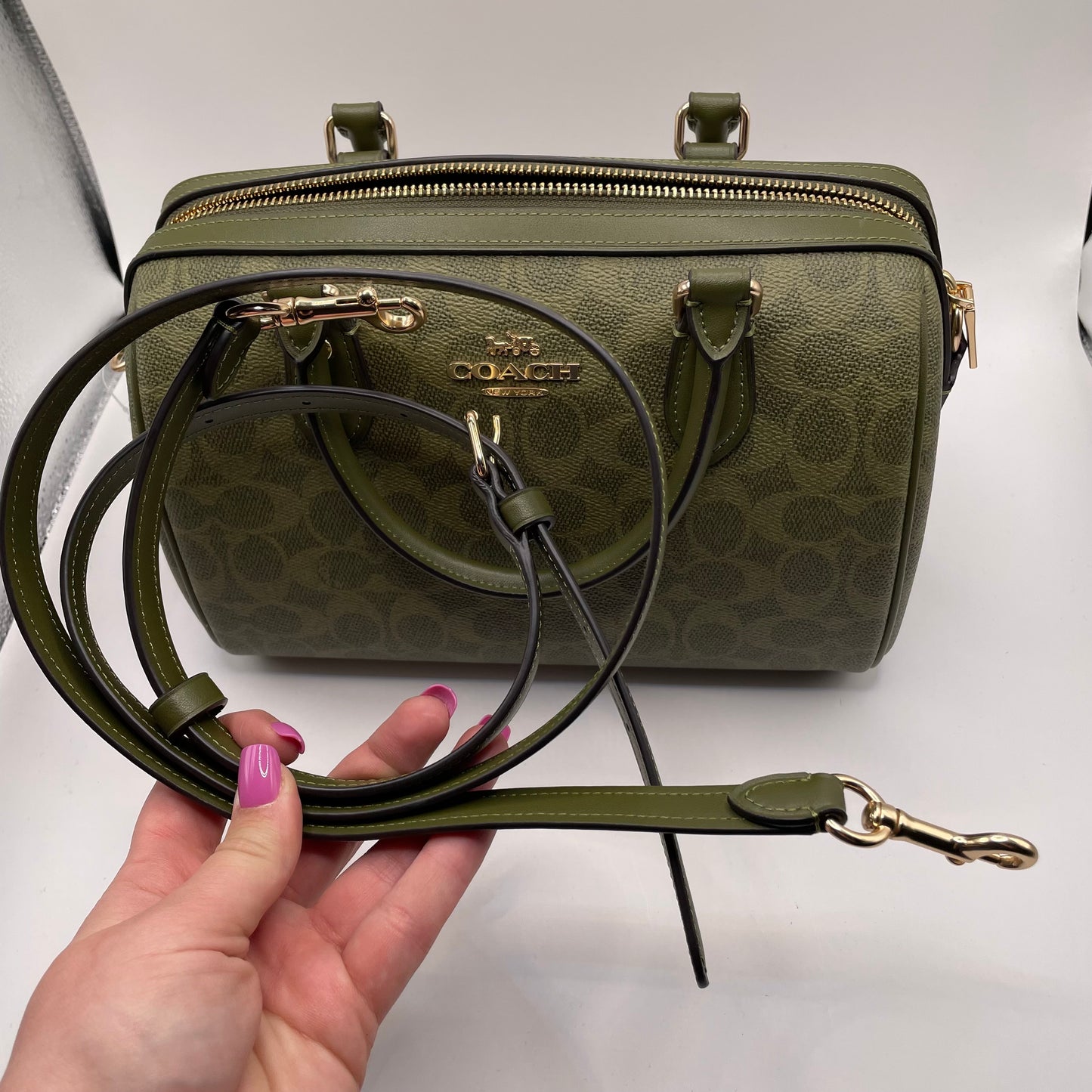 Green/Logo  coach  Handbag Top handle Rowan Satchel