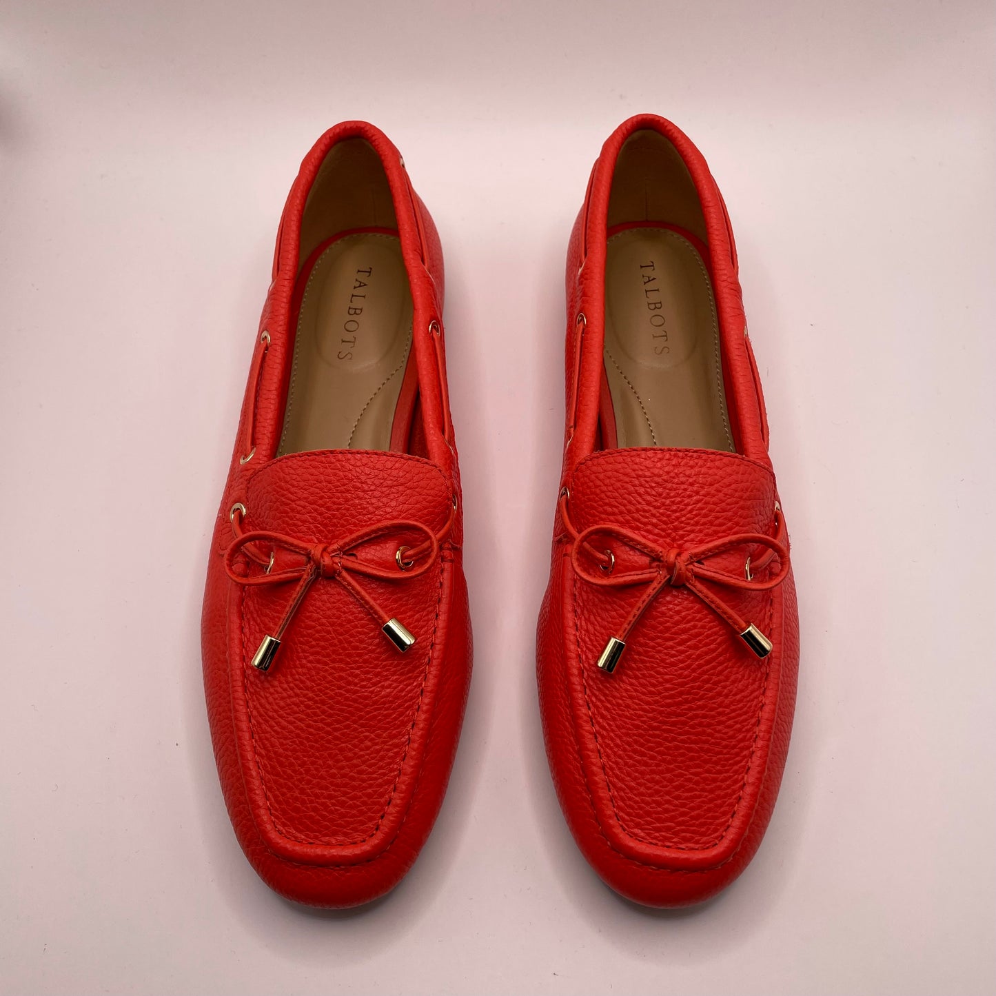 Coral Talbots Penny Loafer Gold on Bows, 8.5
