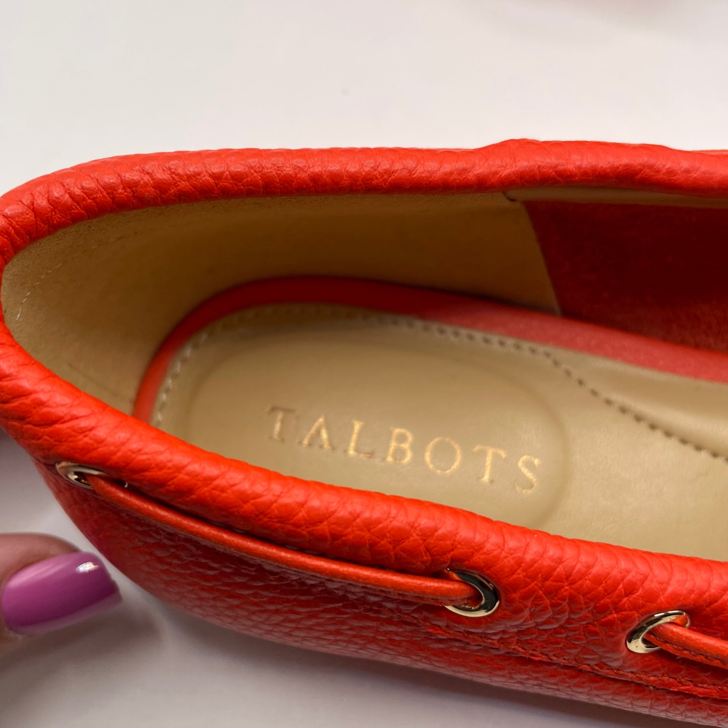 Coral Talbots Penny Loafer Gold on Bows, 8.5