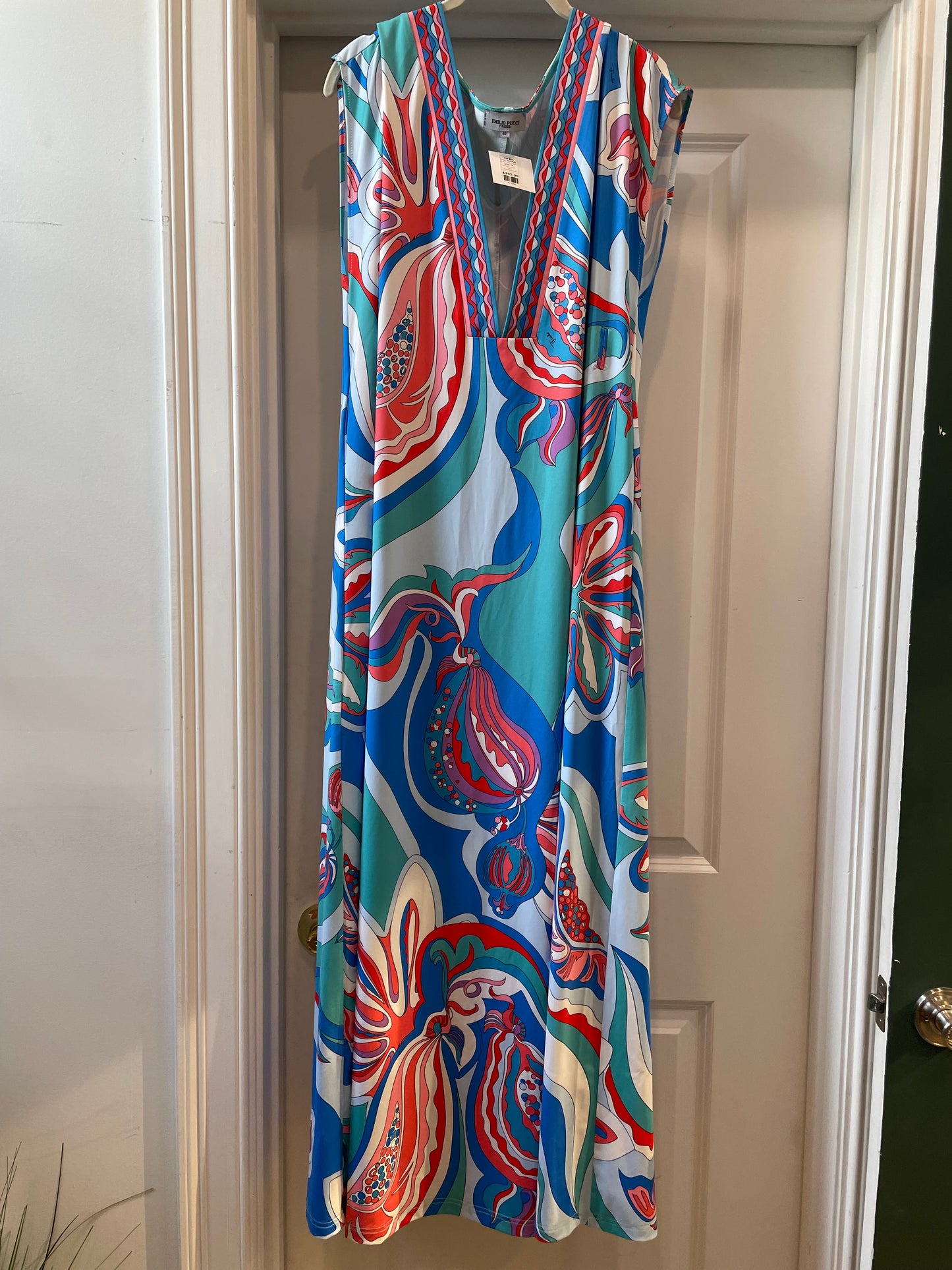 Teal/Multi  Emilio Pucci  Caftan  silk jersey, AS IS (missing belt!), M
