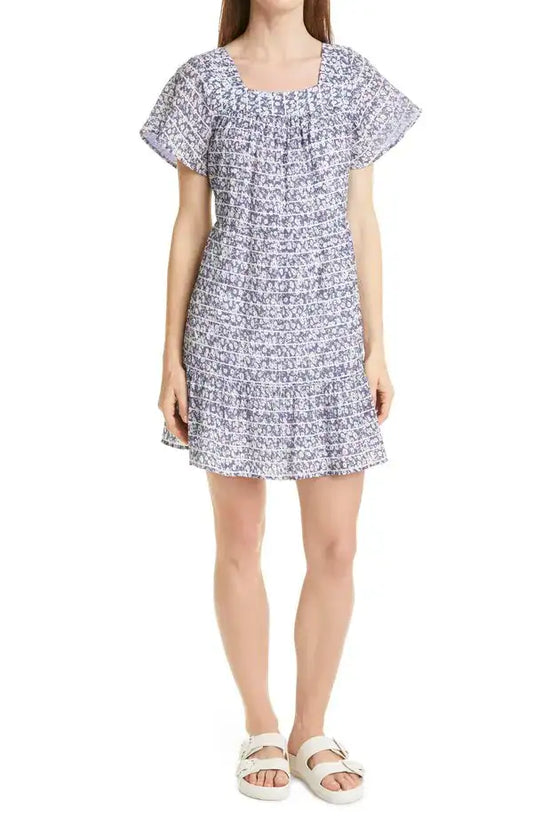 Cerulean Rails  Dress Floral, textured , M