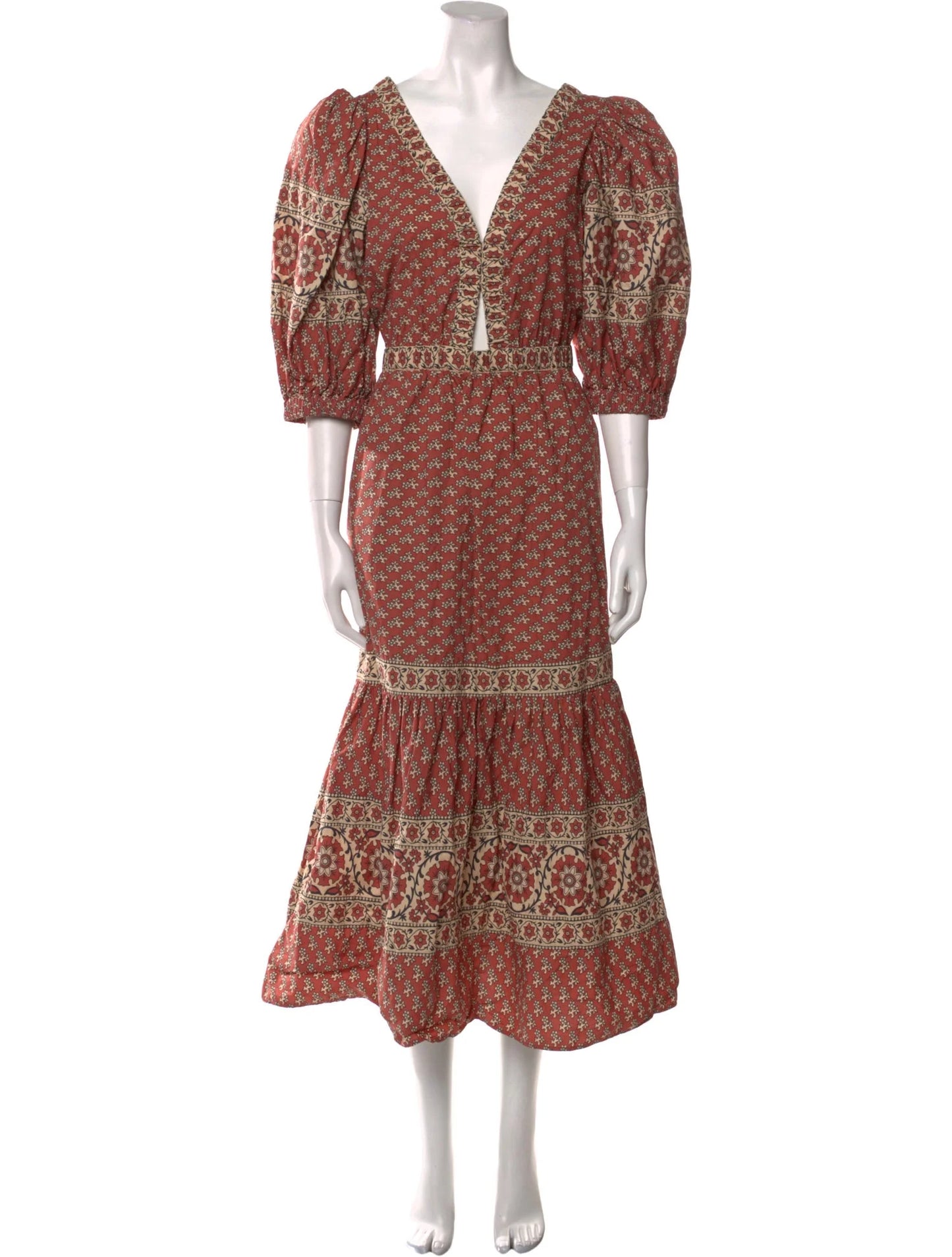 Rust, Block Print   Sea  Dress Maxi , 4
