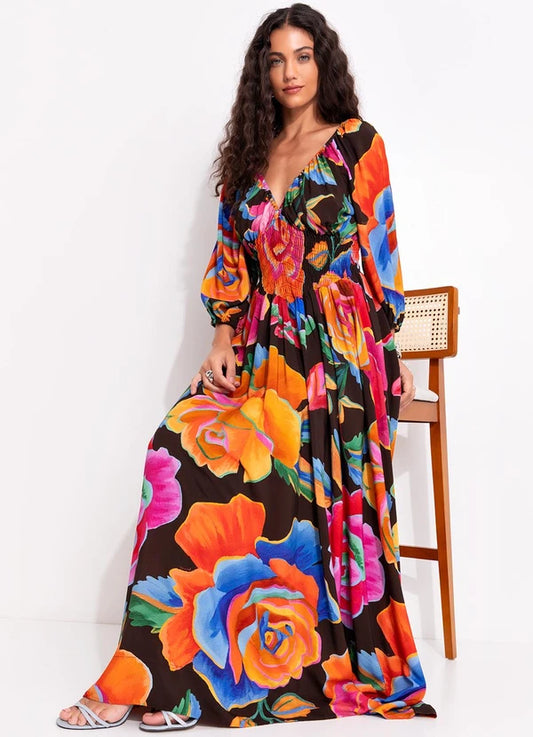 Brown Multi Farm Rio Dress NWT Floral, M