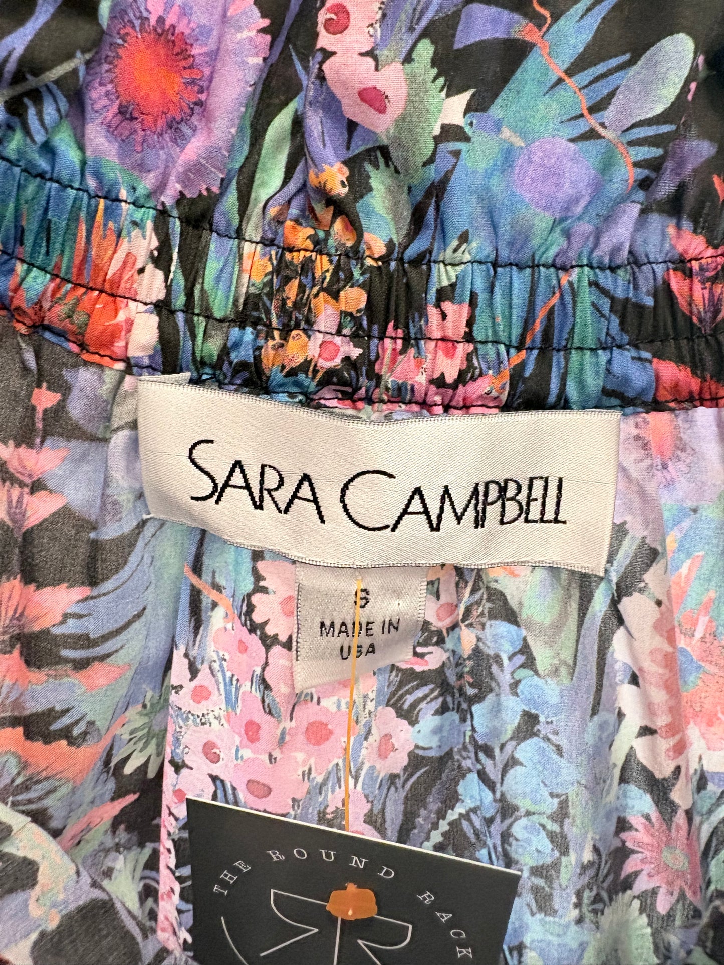 Black/Multi floral  Sara Campbell Short Sleeve Blouse , s