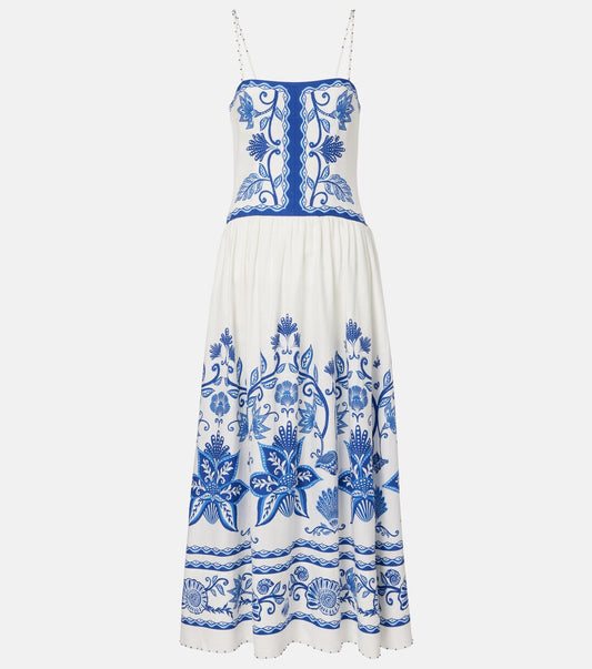 White/Blue  Farm Rio  Dress NWT, L