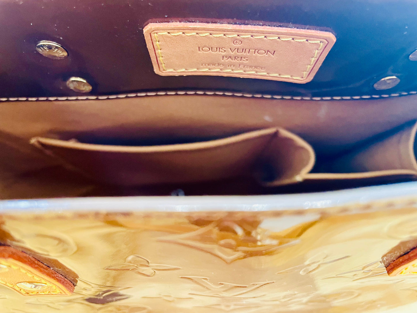 Bronze Louis Vuitton Handbag Reade GM, Vernis Sept 2002