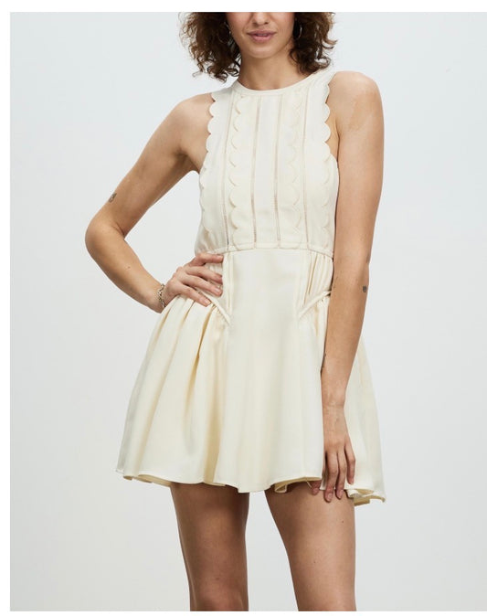 Cream Self-Portrait  Dress Sleeveless Scalloped Mini , 6