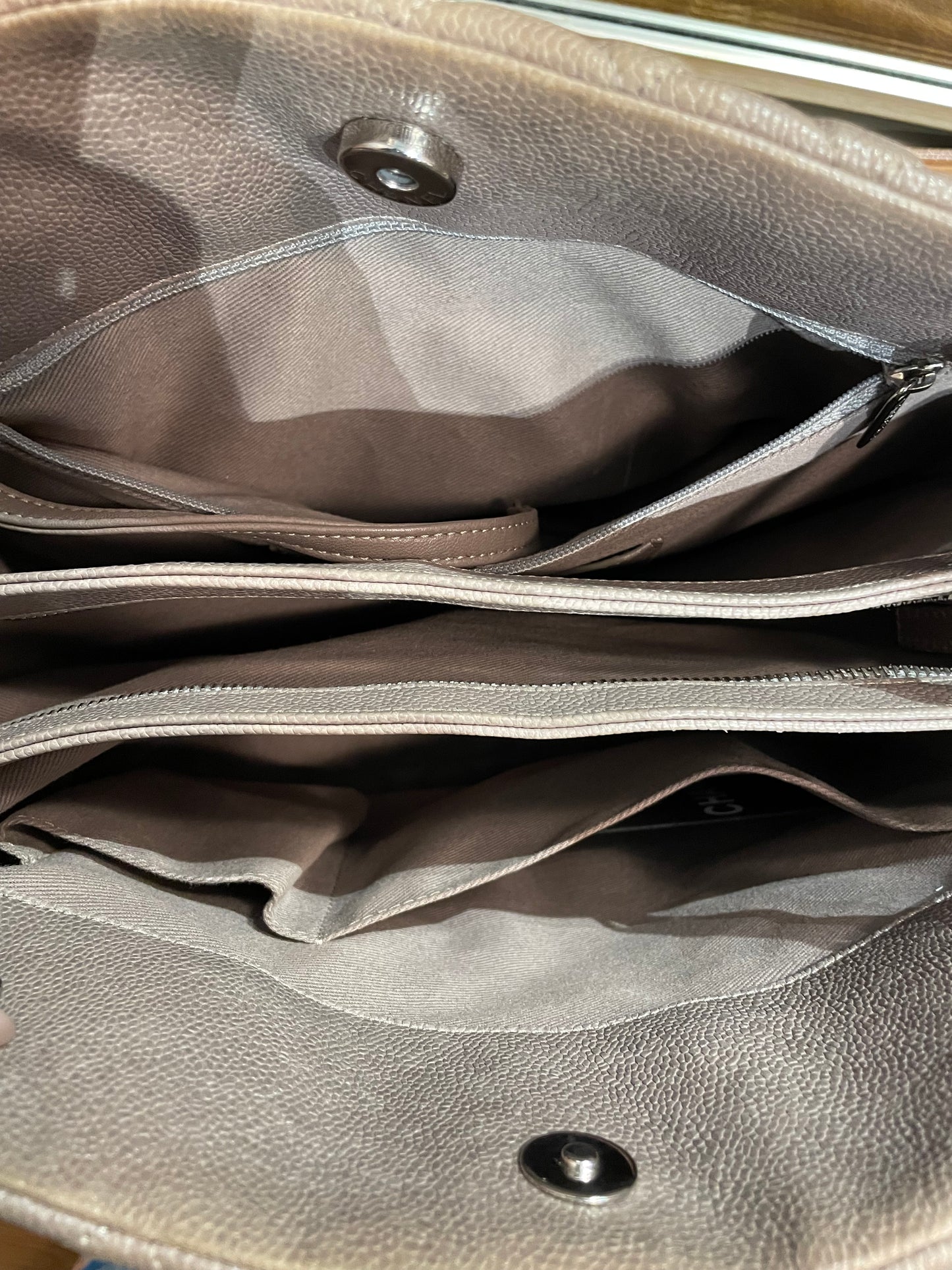 Taupe  Chanel  Handbag Caviar quilted "Just Mmlle" bowling bag